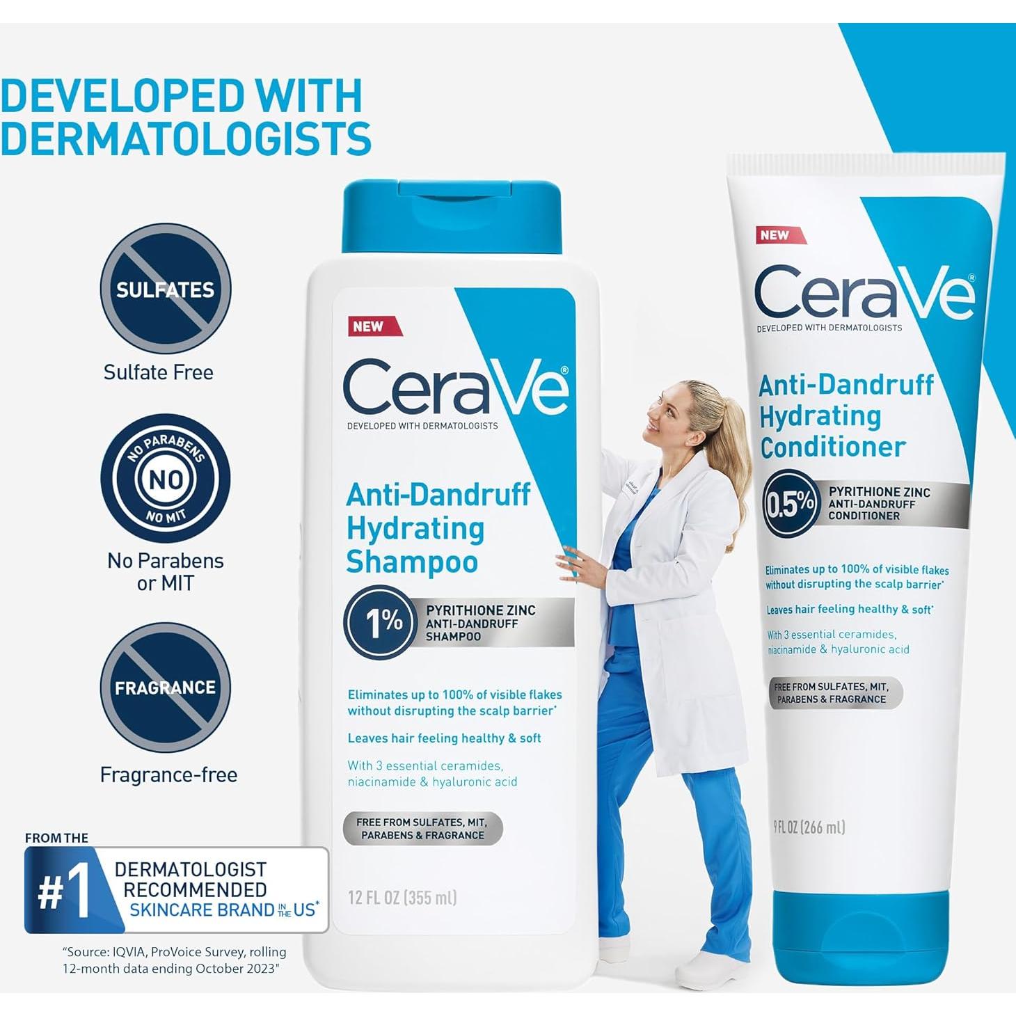 Champú Anticaspa CeraVe 340 g con Piritiona de Zinc y Ceramidas