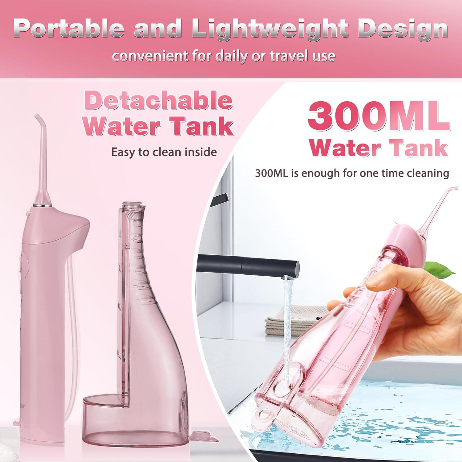 Limpiador Dental Eléctrico TOVENDOR, Hilo Dental Inalámbrico IPX7 300ml