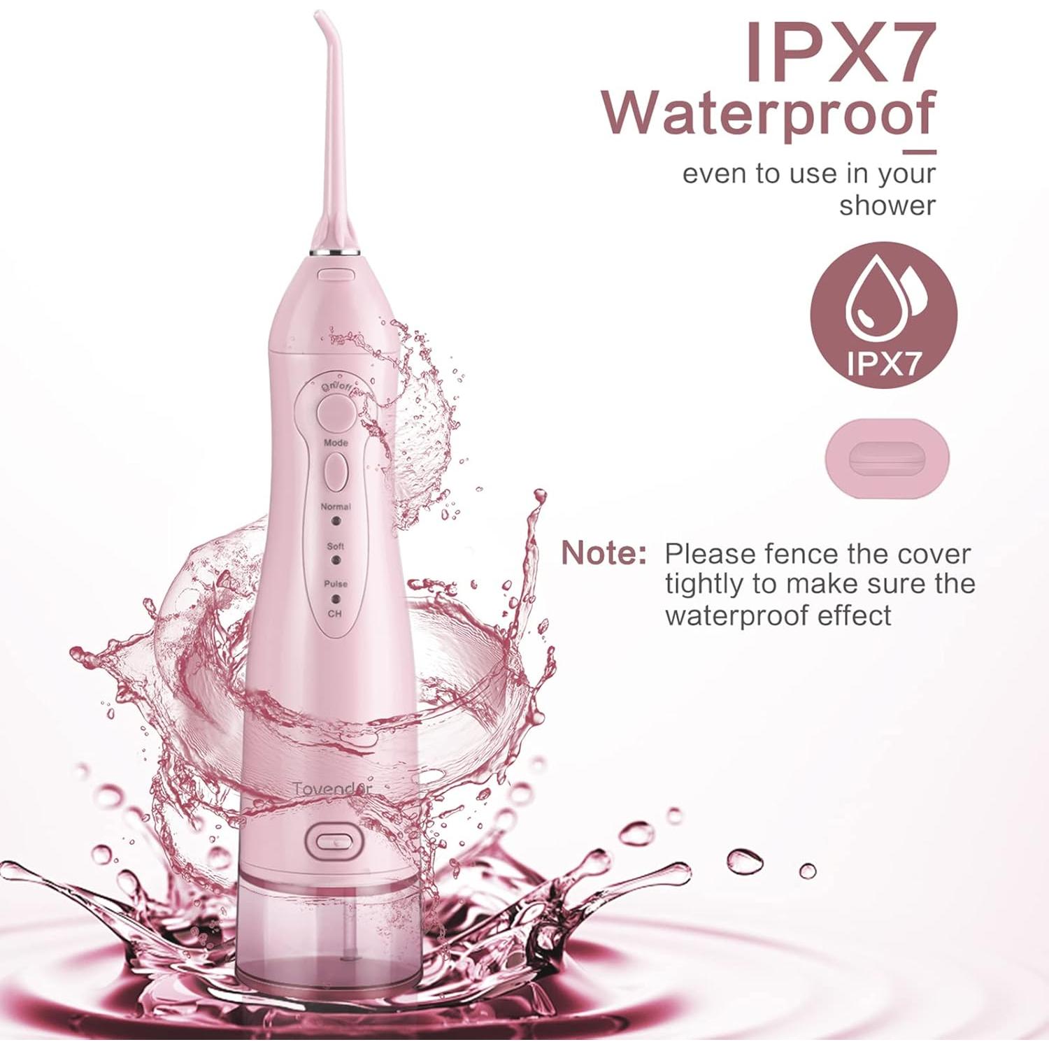 Limpiador Dental Eléctrico TOVENDOR, Hilo Dental Inalámbrico IPX7 300ml