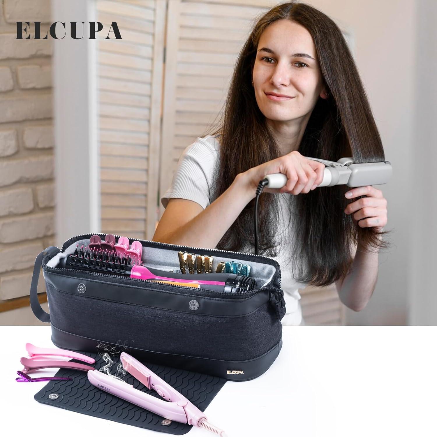 Bolsa de Viaje para Herramientas de Cabello ELCUPA 2EN1 con Alfombrilla