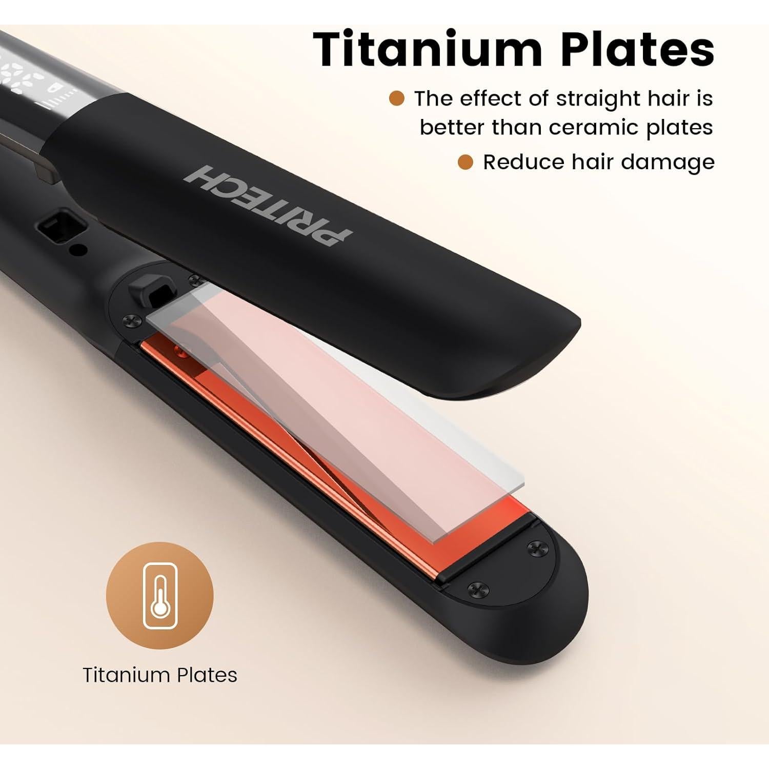 Plancha de Pelo PRITECH 2 en 1 Titanio Temperatura Ajustable