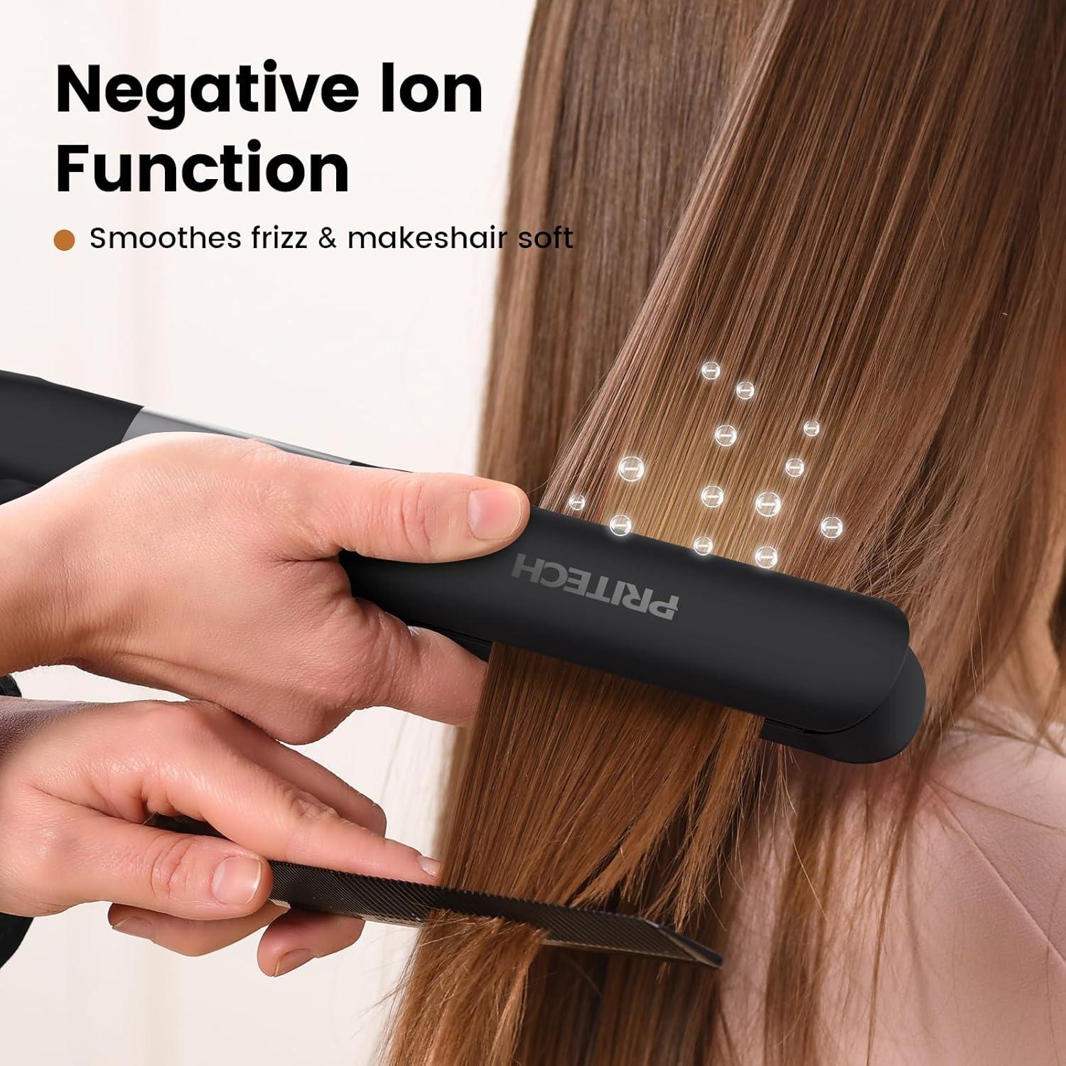 Plancha de Pelo PRITECH 2 en 1 Titanio Temperatura Ajustable