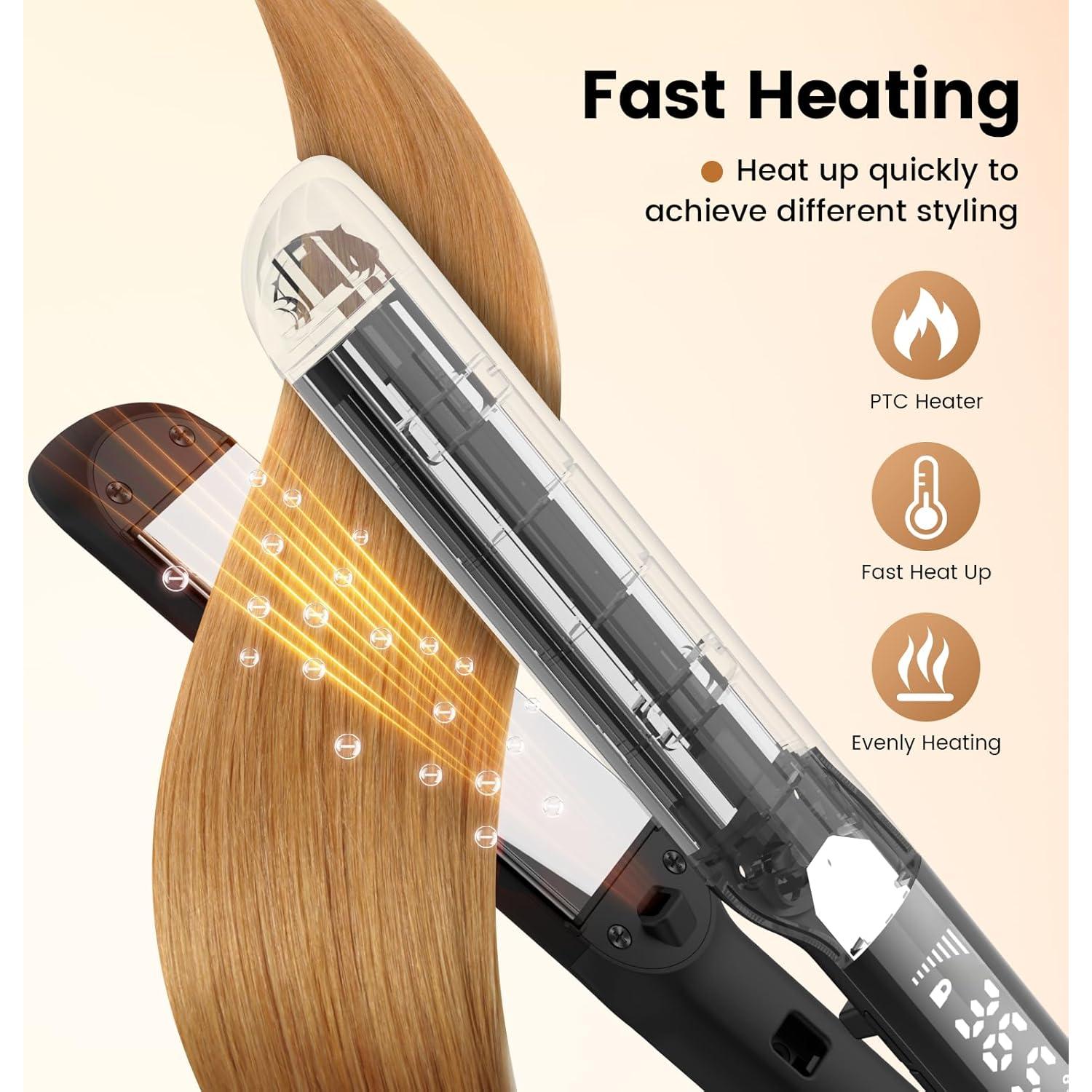 Plancha de Pelo PRITECH 2 en 1 Titanio Temperatura Ajustable