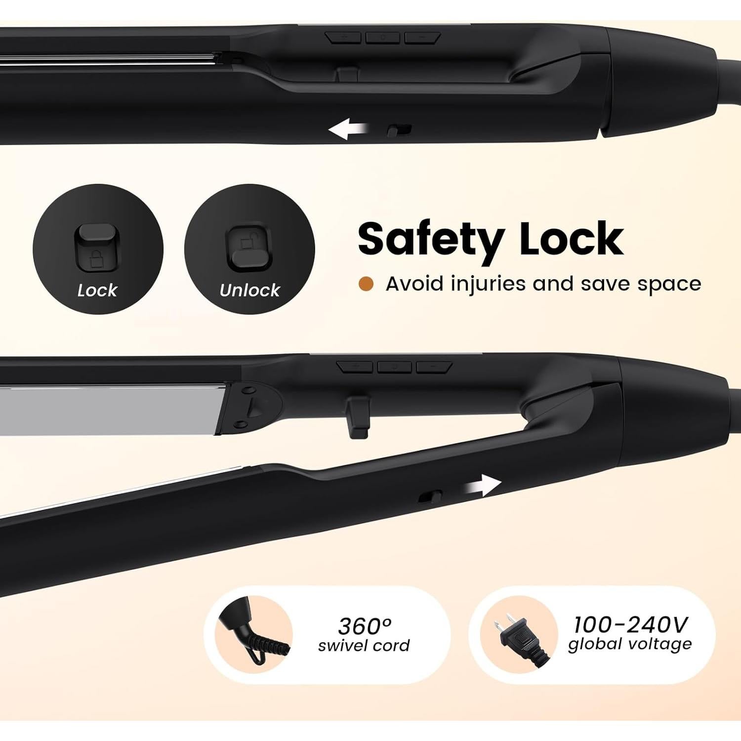 Plancha de Pelo PRITECH 2 en 1 Titanio Temperatura Ajustable