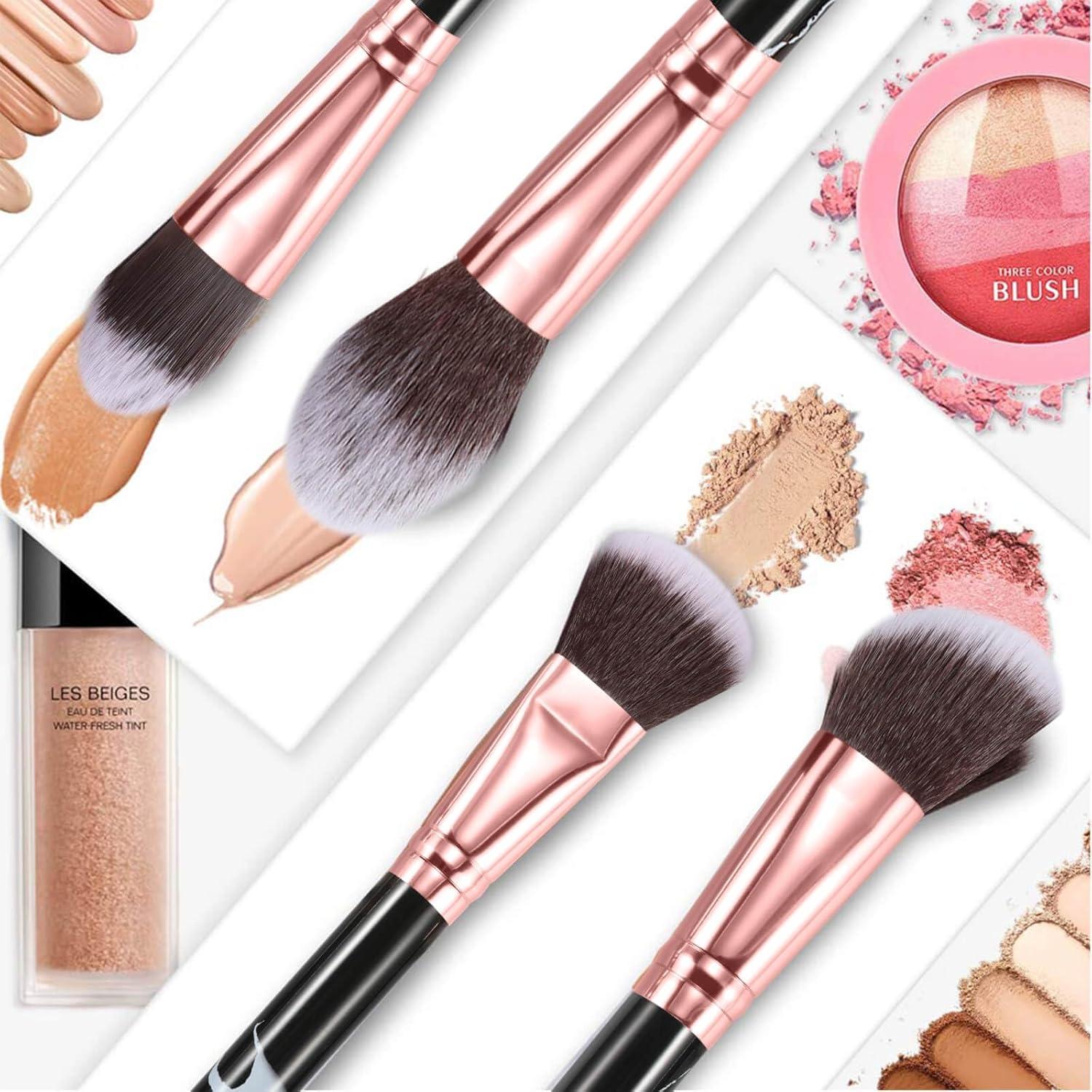 Set de Brochas de Maquillaje Profesional HEYMKGO 10 Piezas + 2 Esponjas