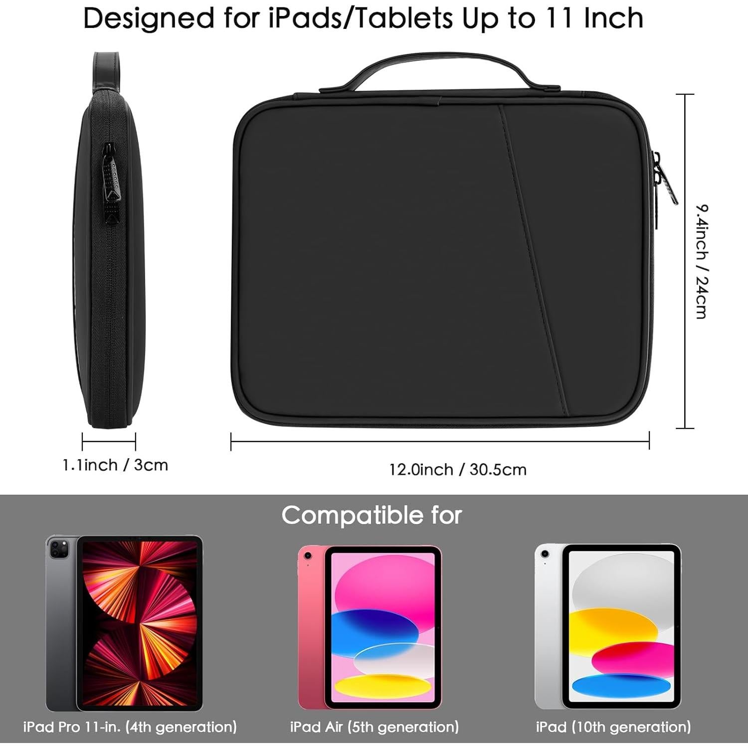 Funda Acolchada para iPad y Tabletas 9-11" Yundoor Negra