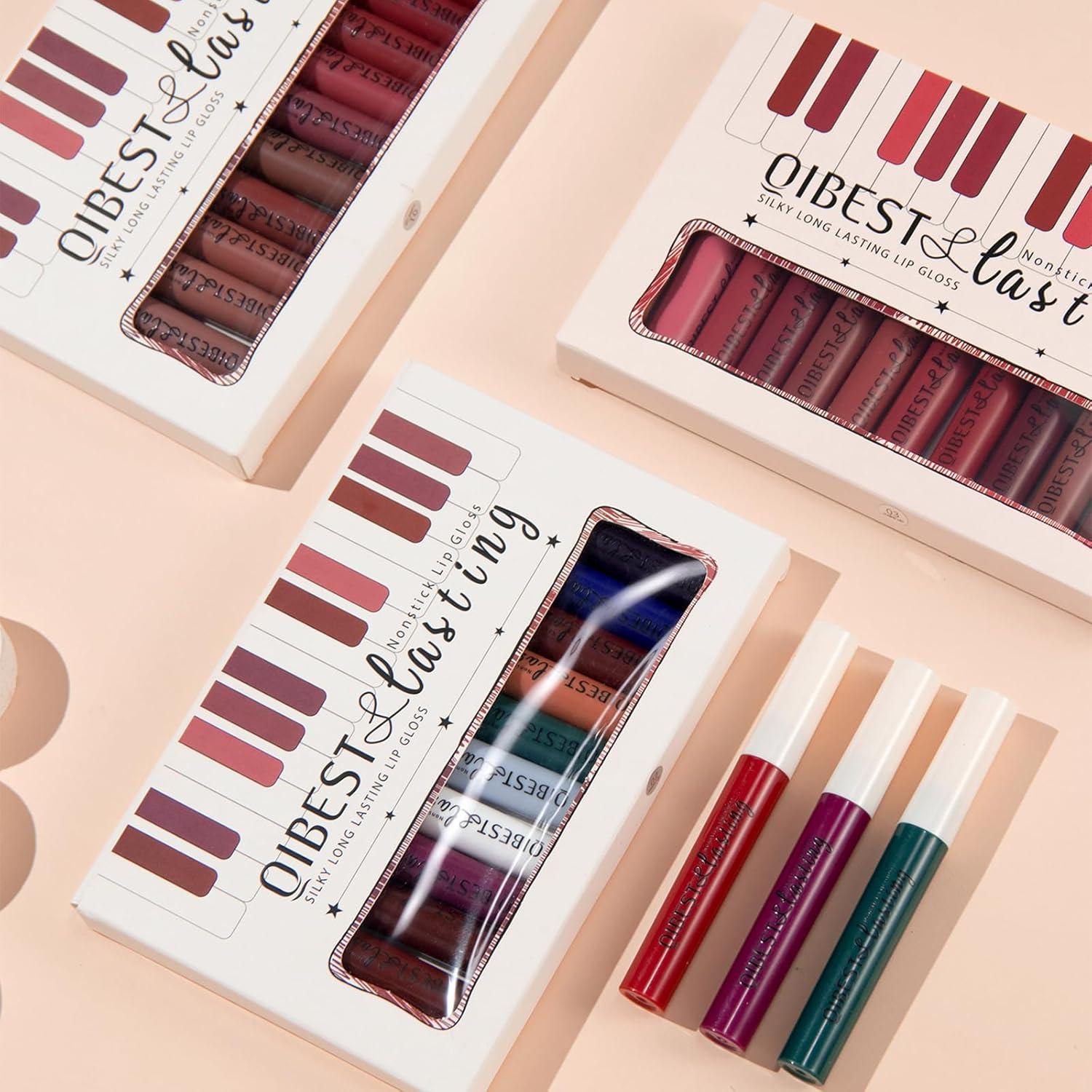 Juego de 12 Pintalabios Líquido Mate LEPKE 30 ml Larga Duración