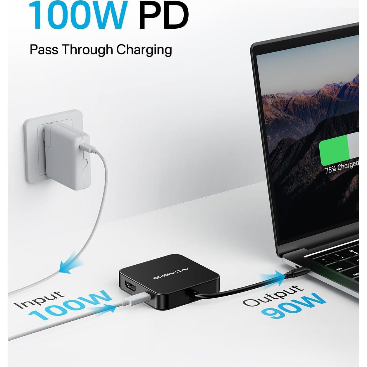 Hub USB C 10Gbps ACASIS con HDMI 4K 60Hz y Carga 100W