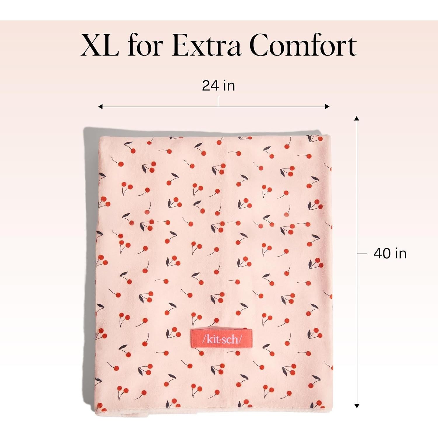 Kitsch XL Microfiber Hair Towel Wrap for Women – Ultra Absorbent Microfiber Towel for Wet, Curly, Long or Short Hair – Quick Dry, Anti-Frizz Hair Wrap – Cherry Print, 40x24 inches