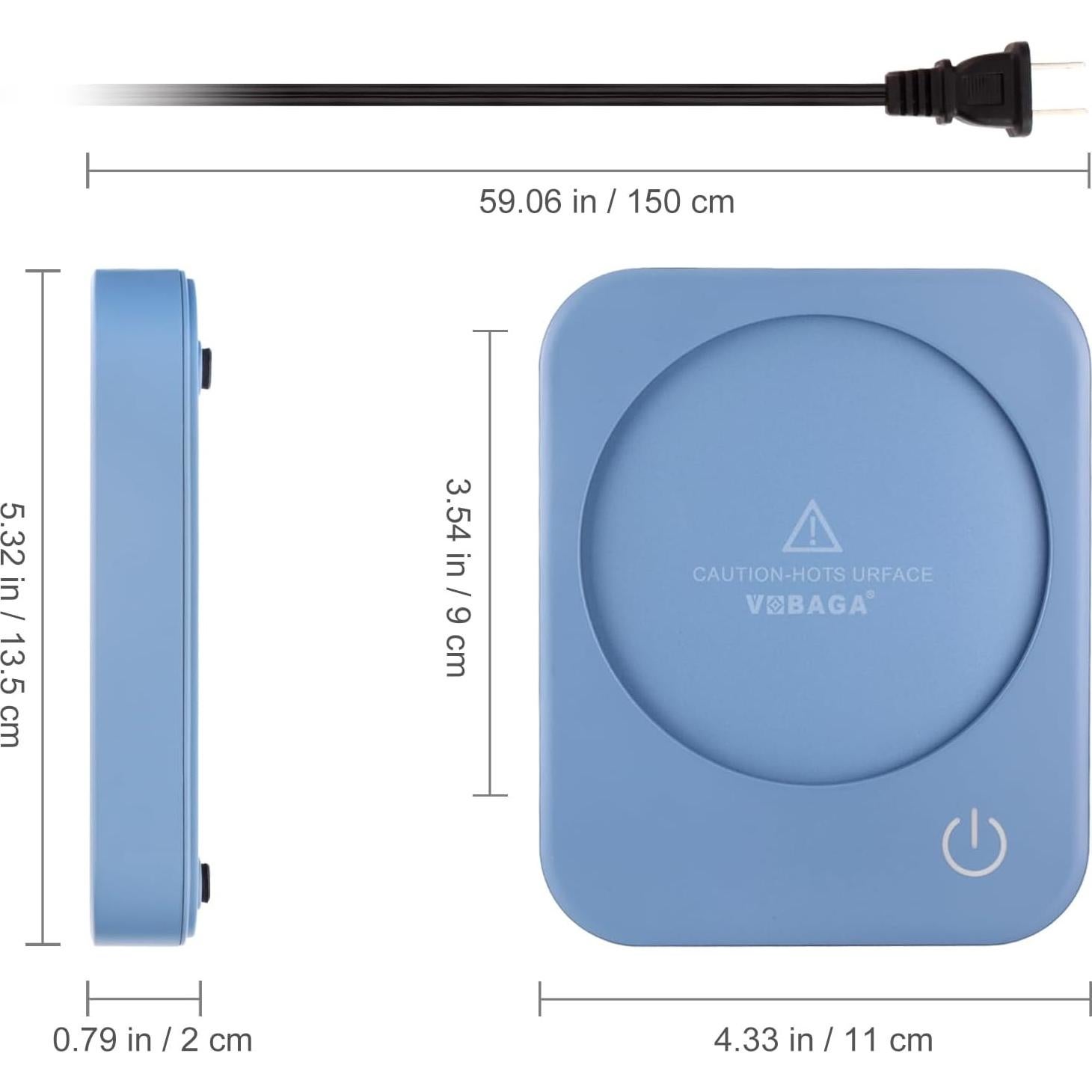 Calentador de Tazas VOBAGA Azul Cielo 3 Temperaturas 65°C