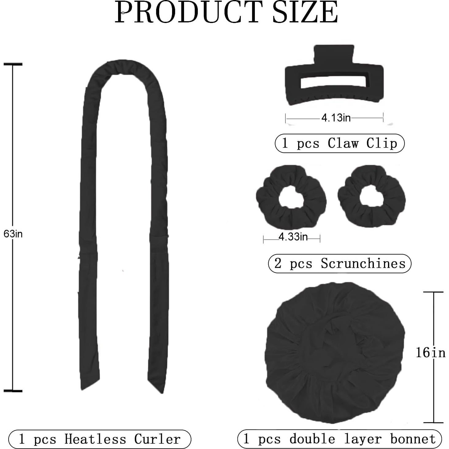 Juego Rizador de Cabello Sin Calor Fgail con Bonete de Seda Negro