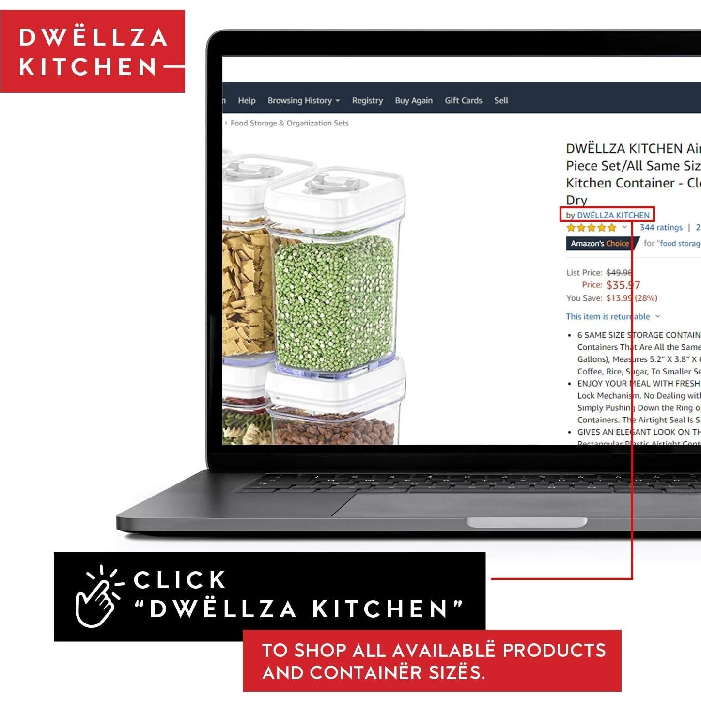 Contenedores de Almacenamiento Hermético Dwellza Kitchen 1L - Paquete de 6