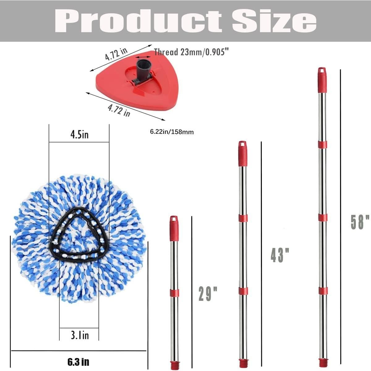 Cabezal de Mopa Giratoria ANREKEYH con 2 Recambios Microfibra