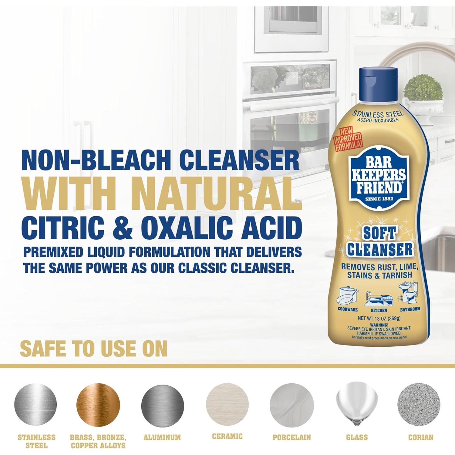 Limpiador Multiusos Bar Keepers Friend Suave 736g - Elimina Óxido y Manchas