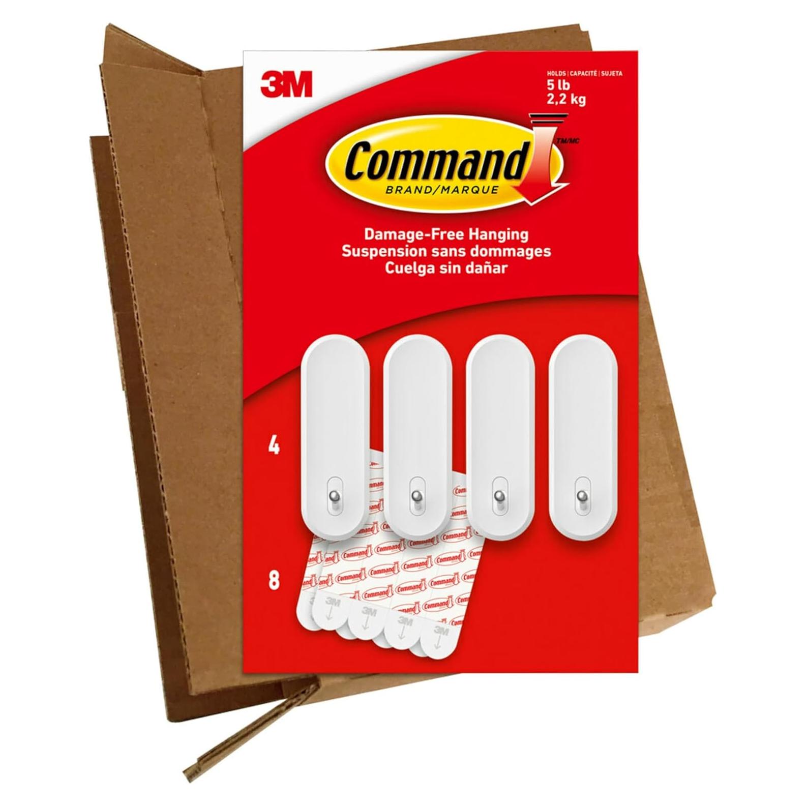 Ganchos de Alambre Command 4 Unidades Soporta 2.27 kg Blanco