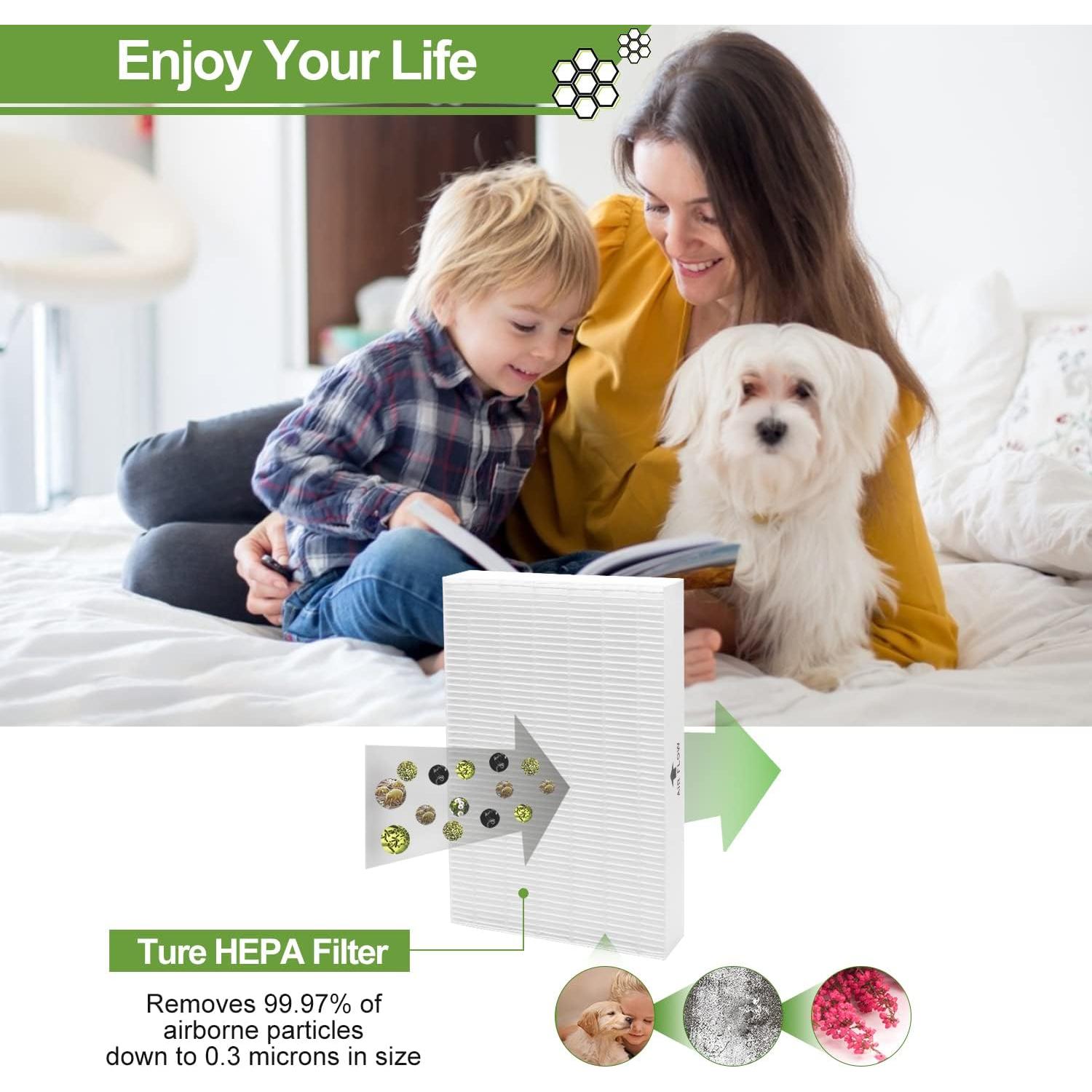 Filtro HEPA Smilyan R para Purificadores Honeywell HPA300 - 9 Piezas