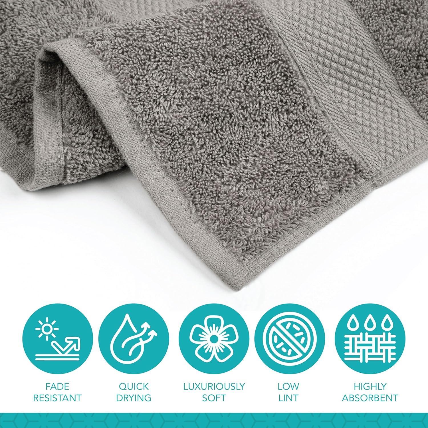 Juego de 6 Toallas de Baño Pleasant Home 100% Algodón Gris