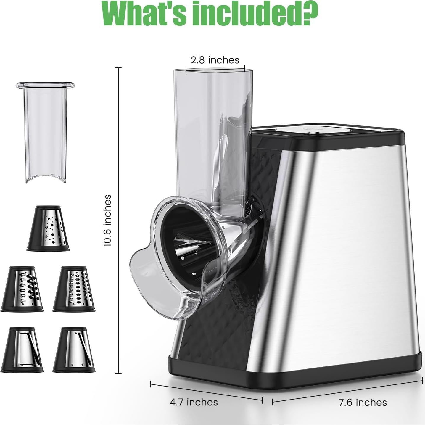 Rallador de Queso Eléctrico AERVOCE 5 en 1 con Contenedor