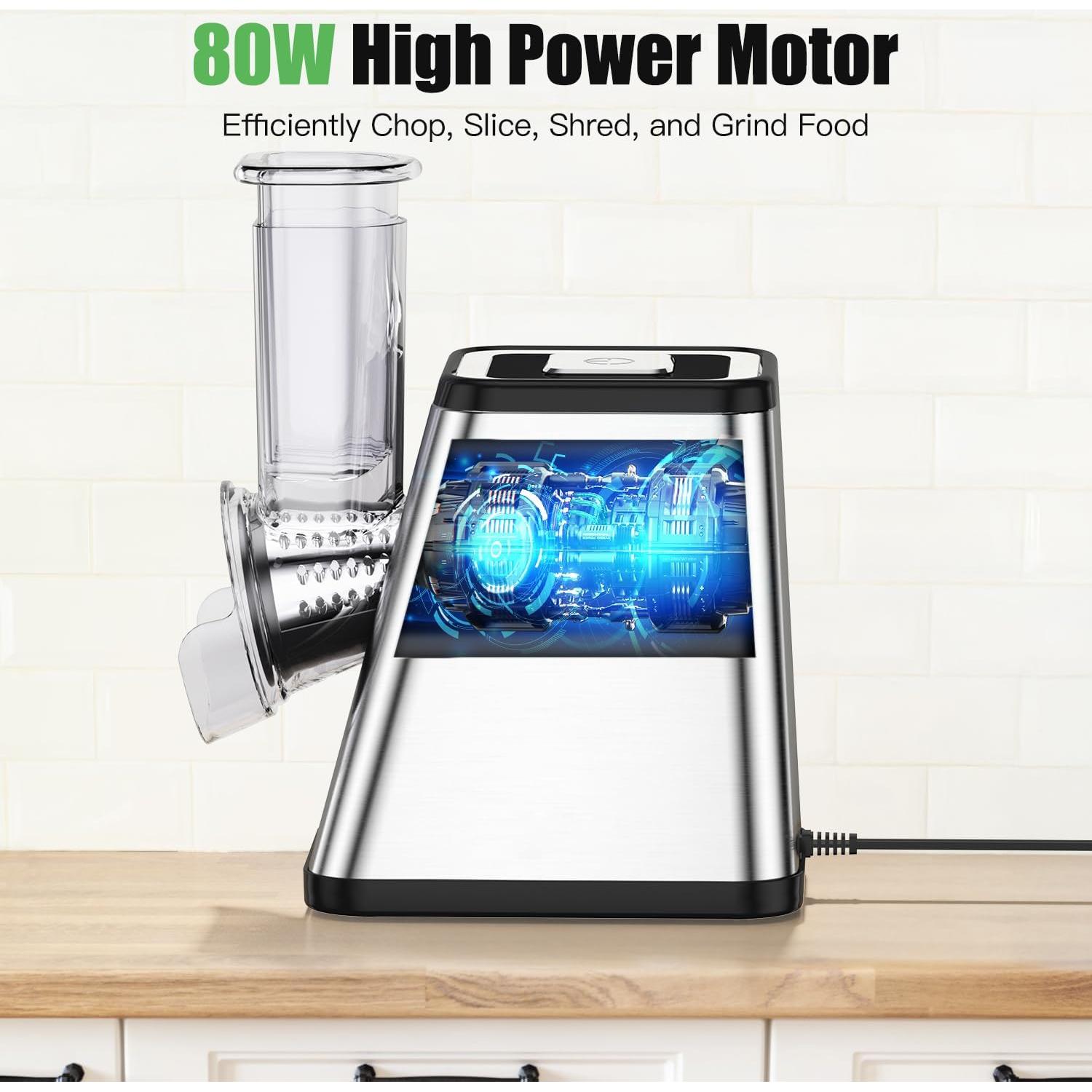 Rallador de Queso Eléctrico AERVOCE 5 en 1 con Contenedor