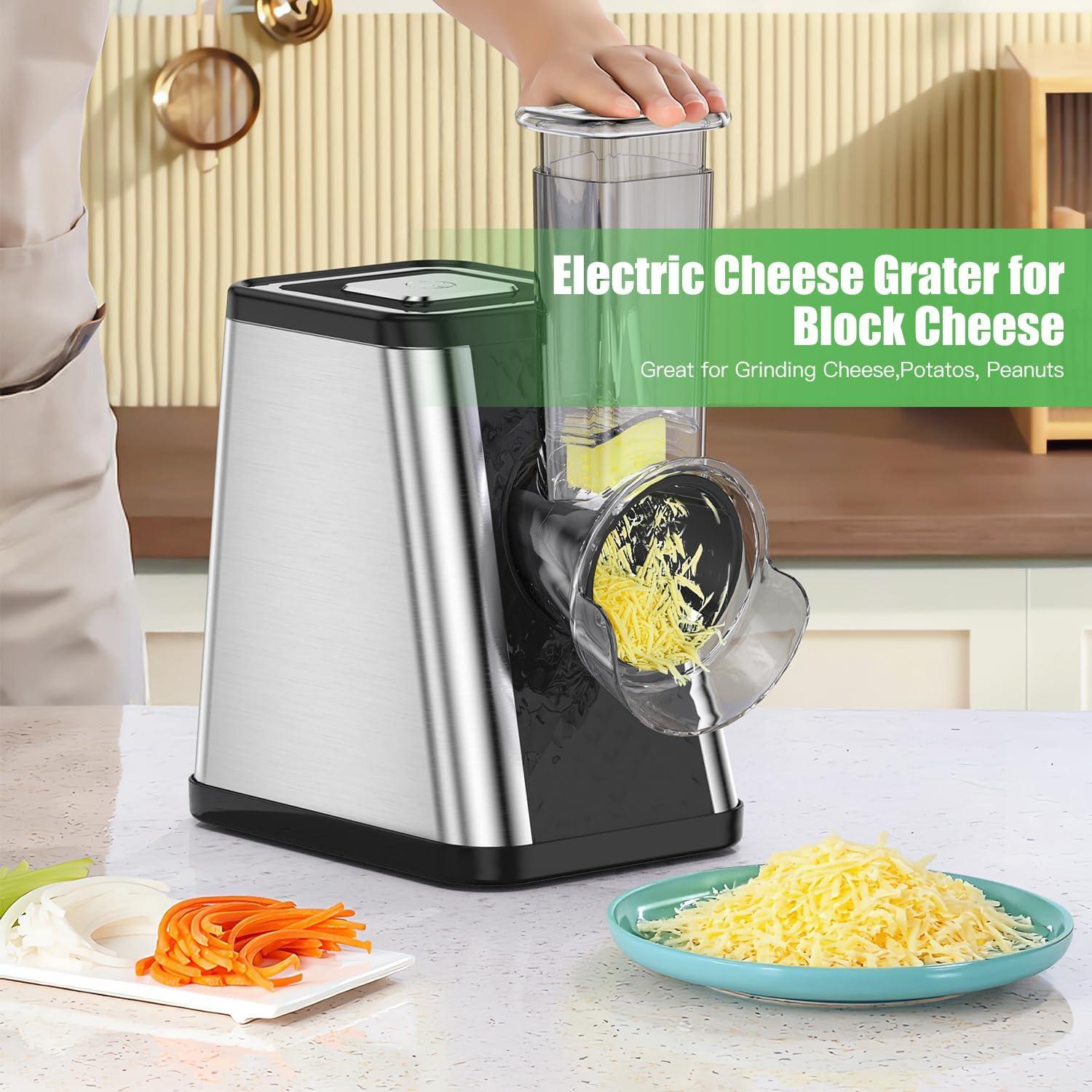 Rallador de Queso Eléctrico AERVOCE 5 en 1 con Contenedor