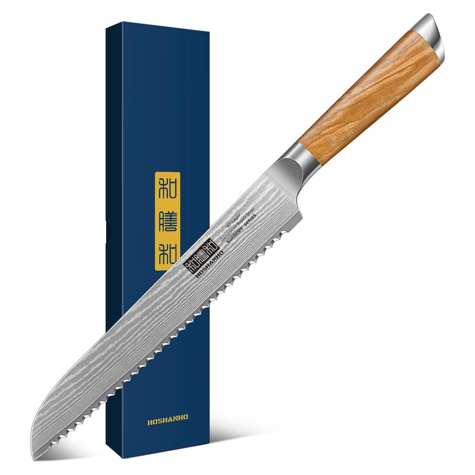 Cuchillo de Pan HOSHANHO 20.32 cm Acero Damasco Mango Madera