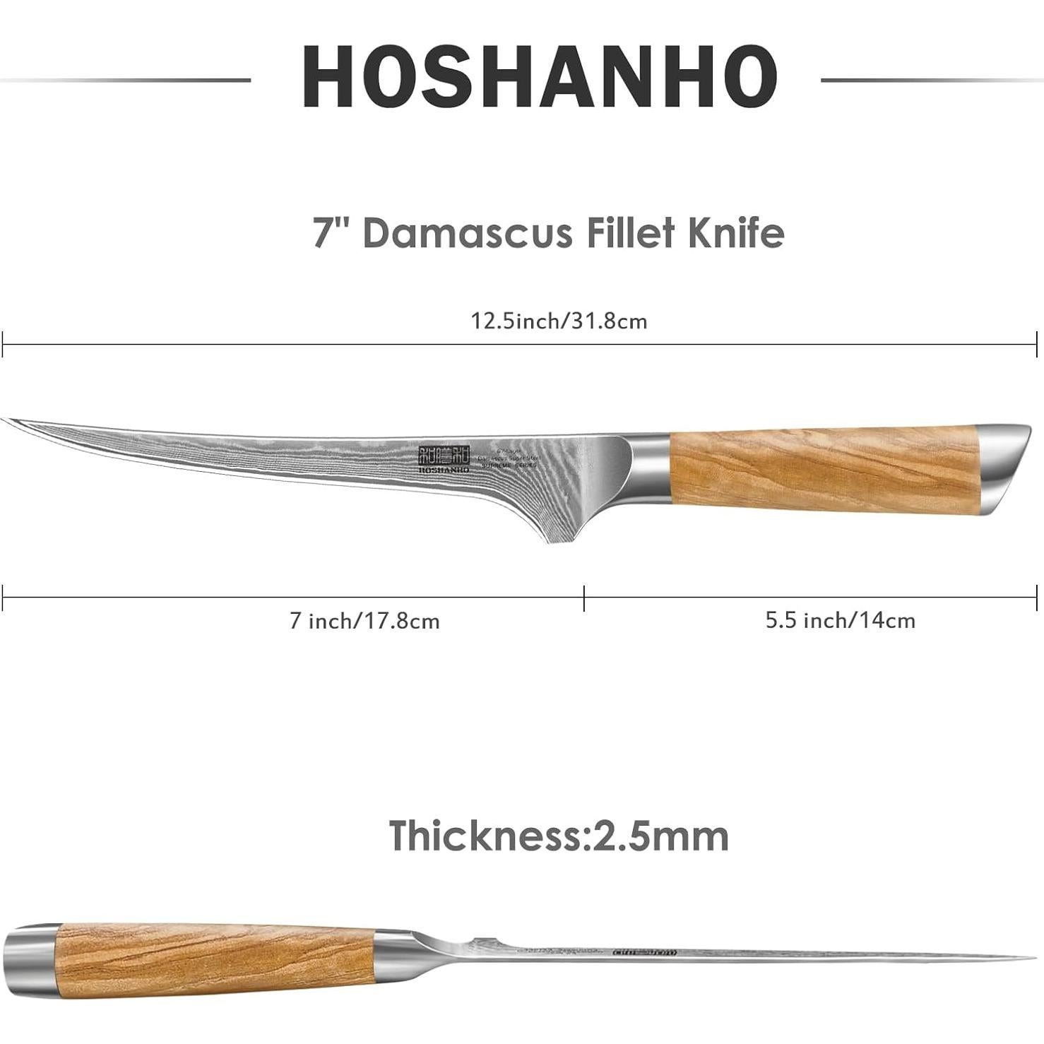 Cuchillo de Filete HOSHANHO 7" Damasco Acero 10Cr15CoMoV