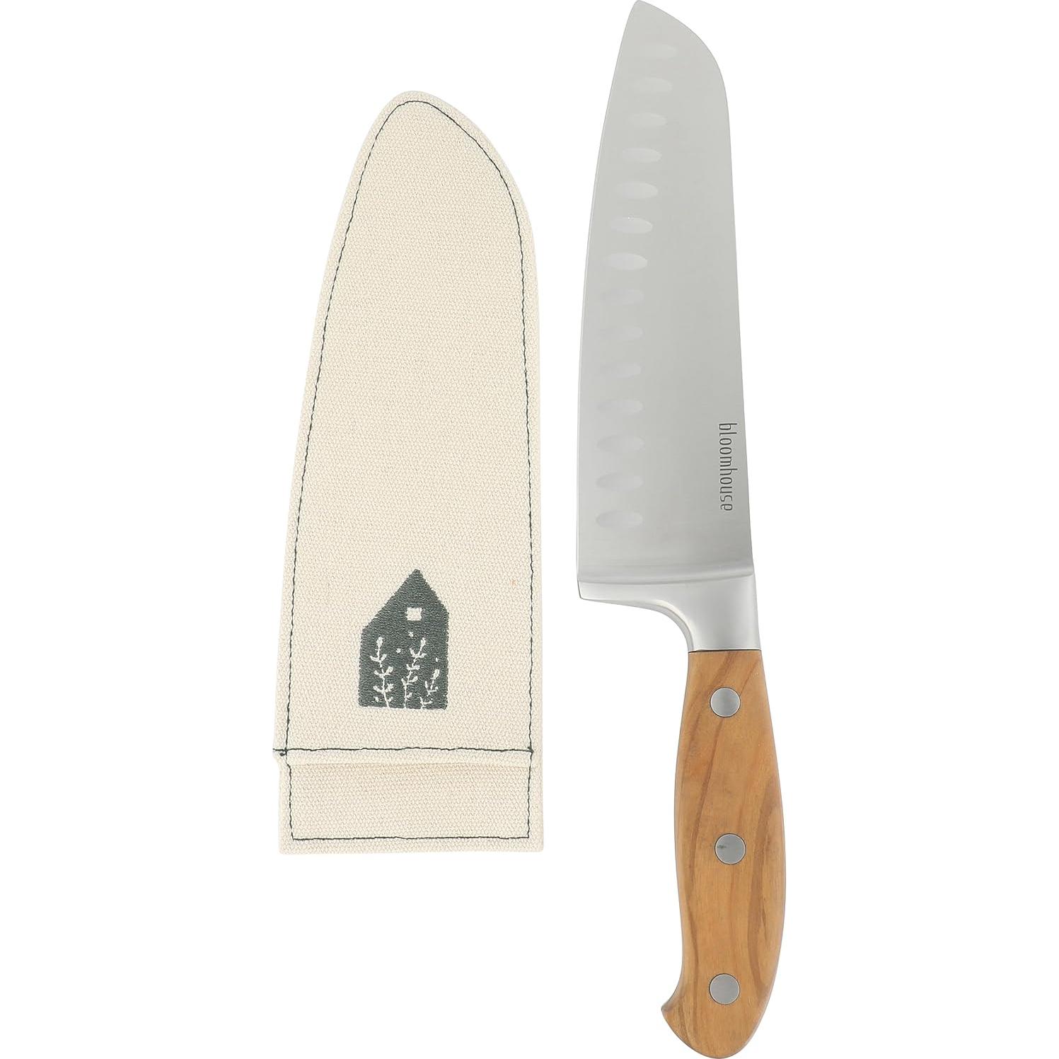 Cuchillo Santoku 7" Bloomhouse - Acero Alemán y Mango de Olivo