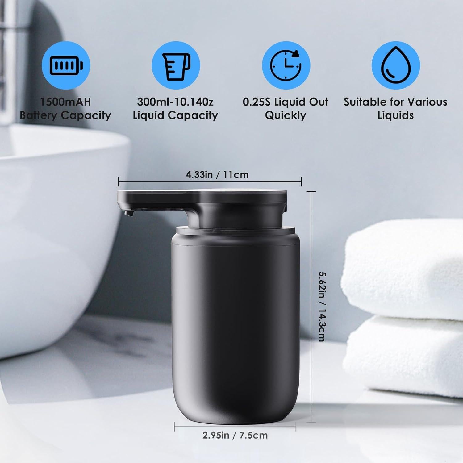 Dispensador de Jabón Automático HOTBABY Negro Recargable USB-C