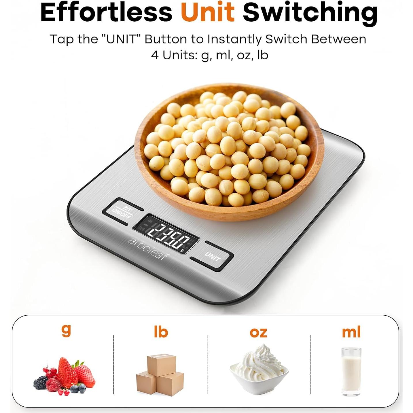 Escala de Cocina Digital Arboleaf 10kg Acero Inoxidable LCD