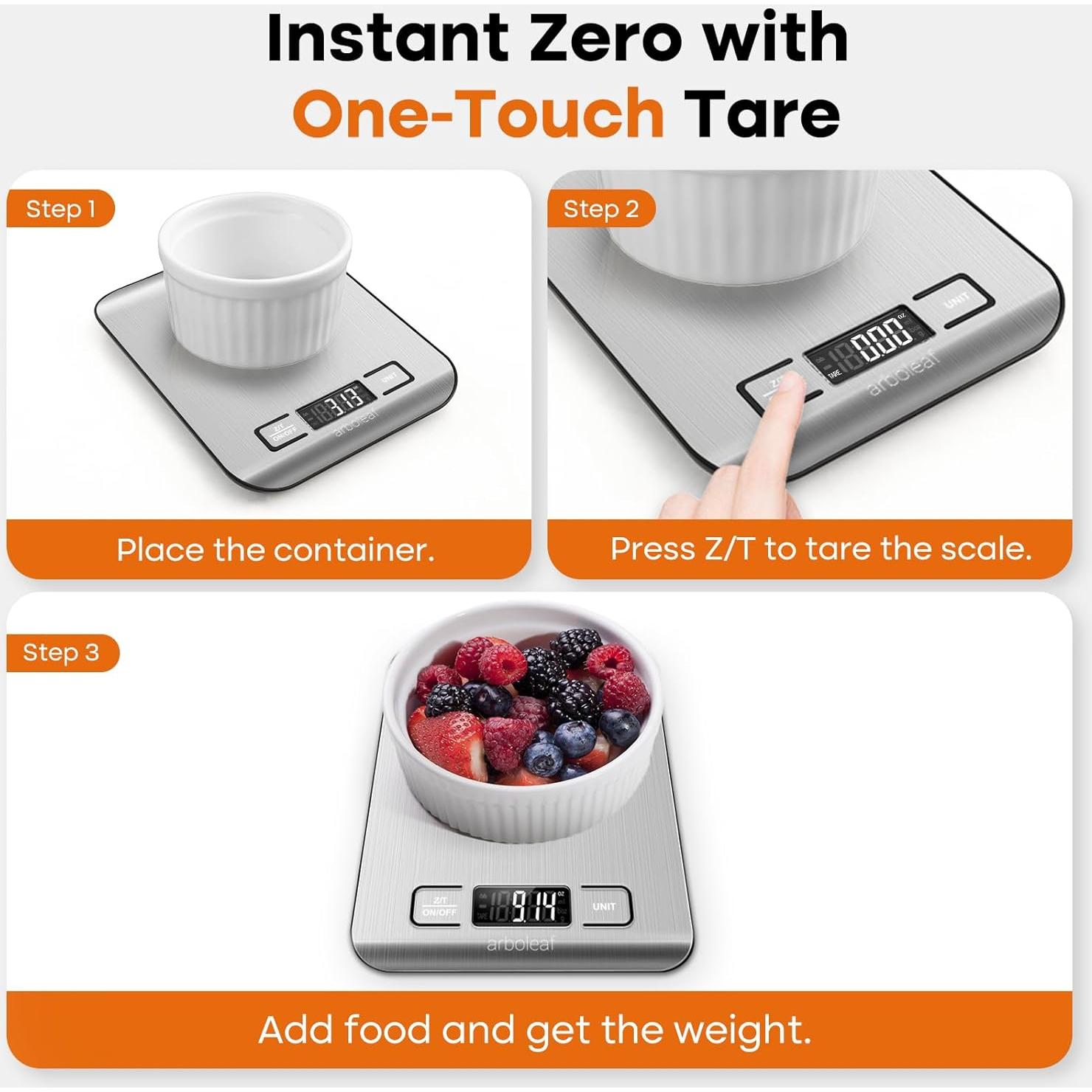 Escala de Cocina Digital Arboleaf 10kg Acero Inoxidable LCD