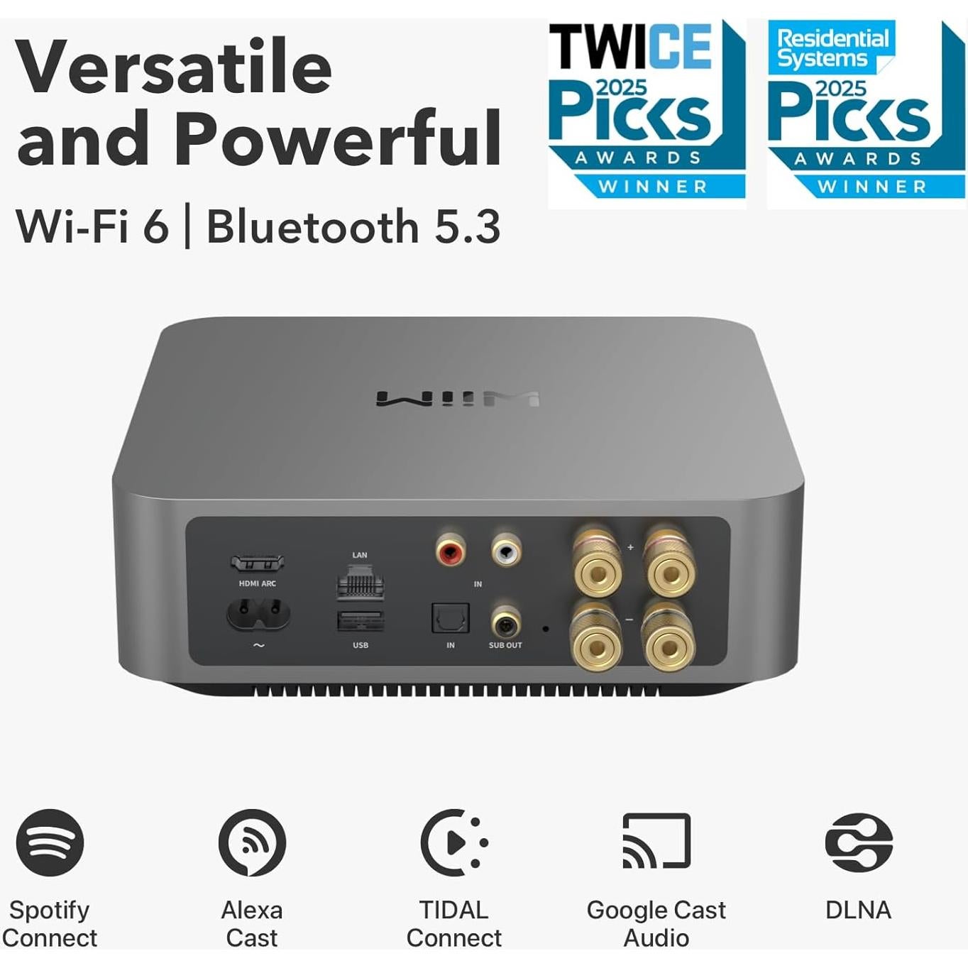 Amplificador Streaming WiiM Amp Pro - 60W/120W - Gris Oscuro