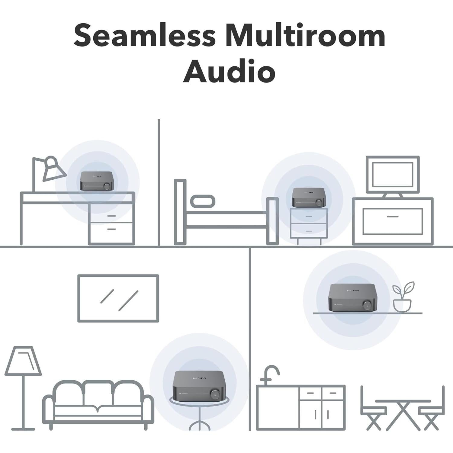 Amplificador Streaming WiiM Amp Pro - 60W/120W - Gris Oscuro