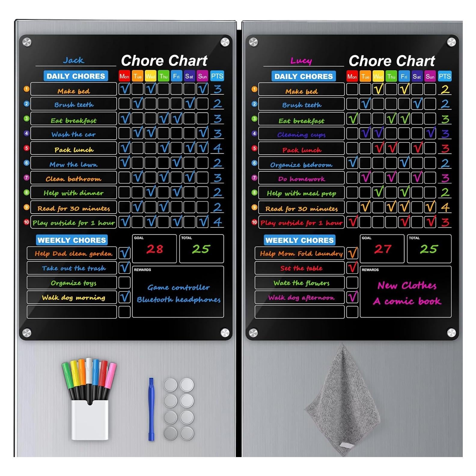 Paquete de 2 Tableros Magnéticos de Acrílico Negro 36.83x26.99cm