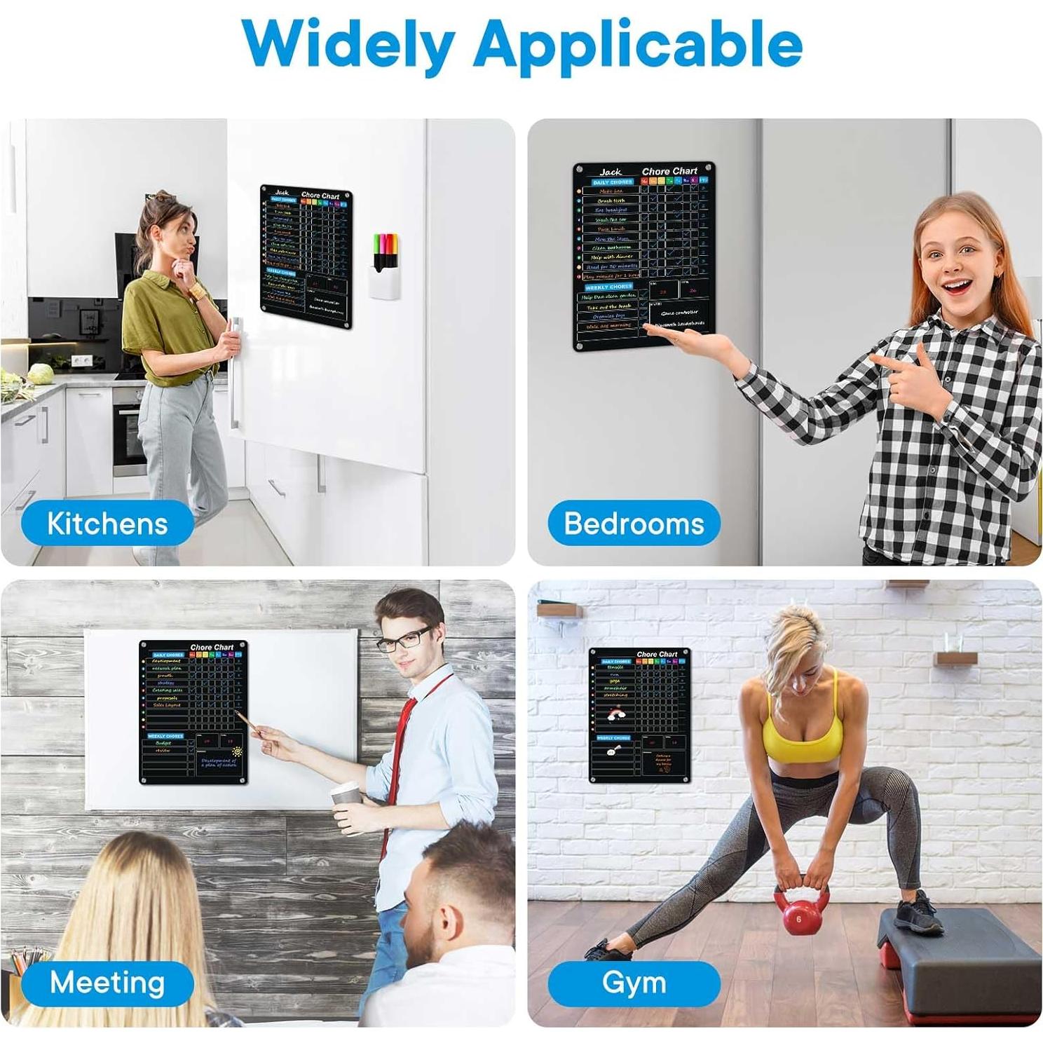 Paquete de 2 Tableros Magnéticos de Acrílico Negro 36.83x26.99cm