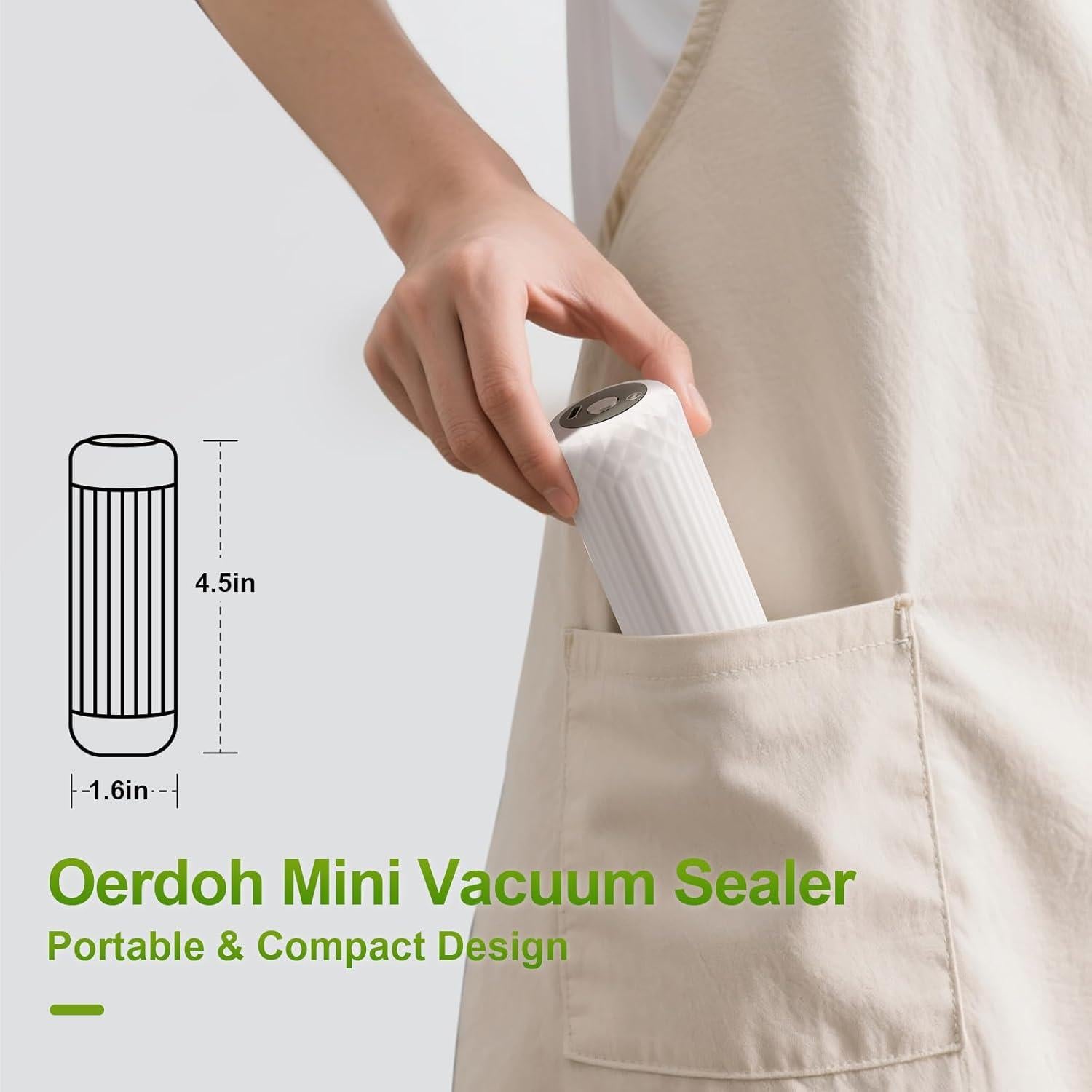 Sellador al vacío Oerdoh Mini portátil con 20 bolsas reutilizables