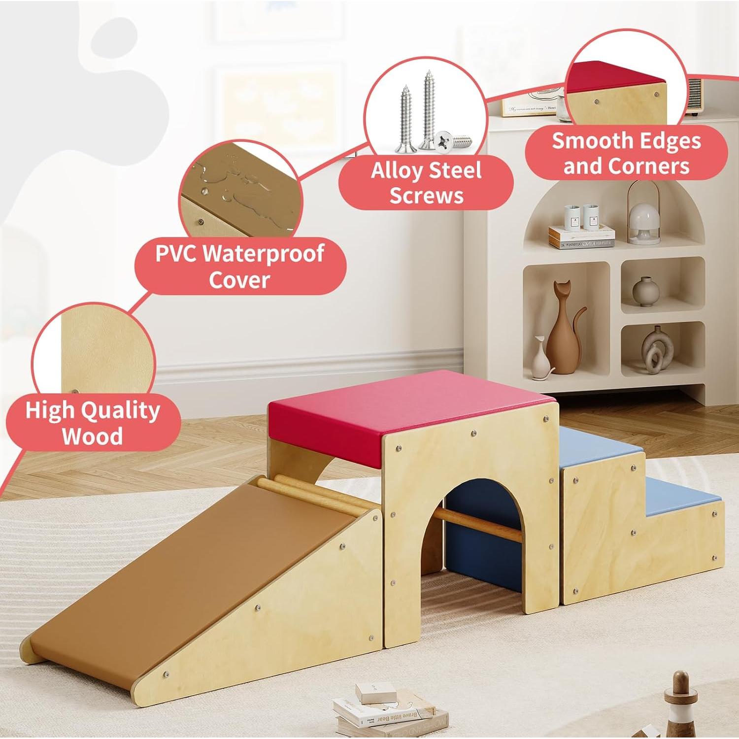 Conjunto de Escalada Pikler MOOITZ 3 en 1 para Niños Azul