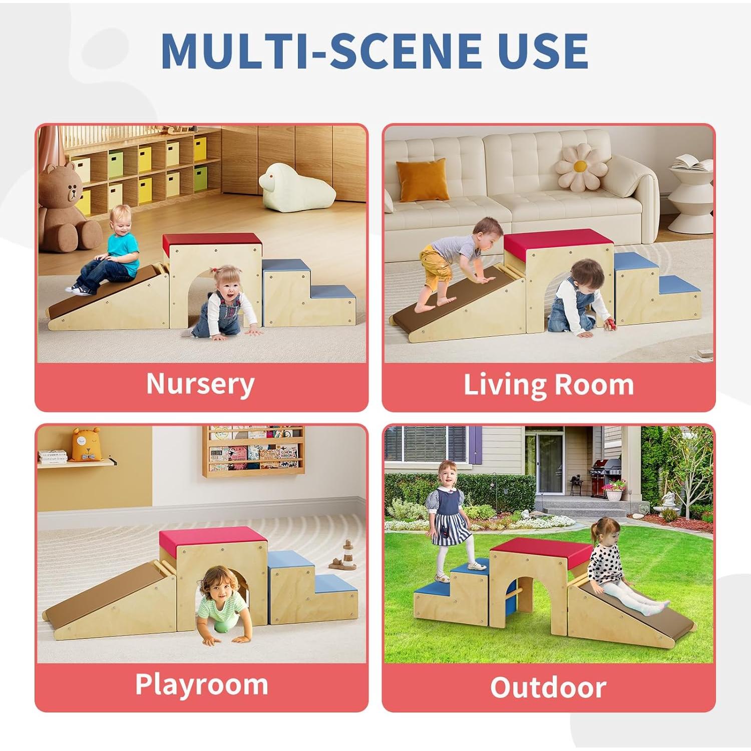 Conjunto de Escalada Pikler MOOITZ 3 en 1 para Niños Azul