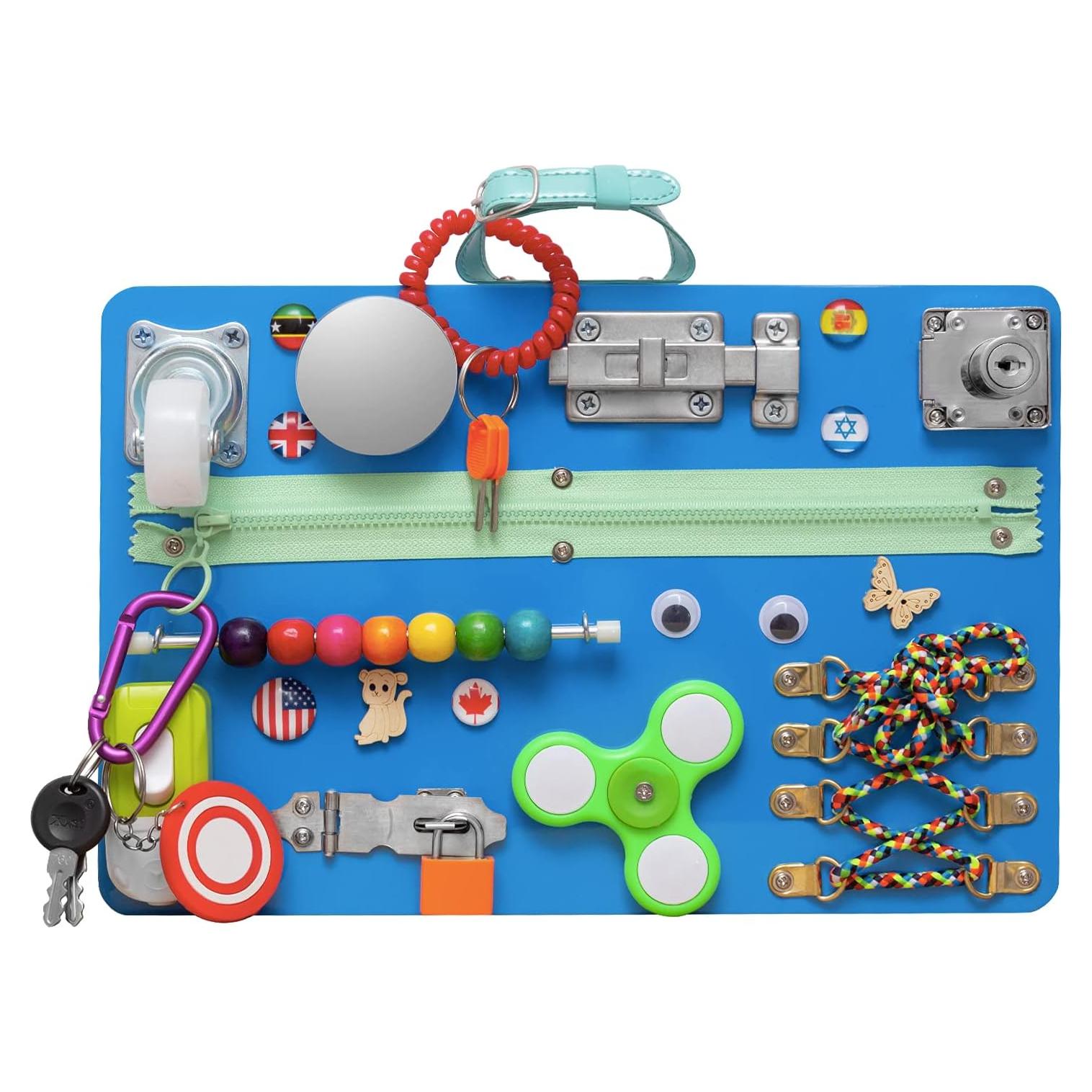 Tablero Ocupado Montessori YIBAI Azul para Habilidades Motoras