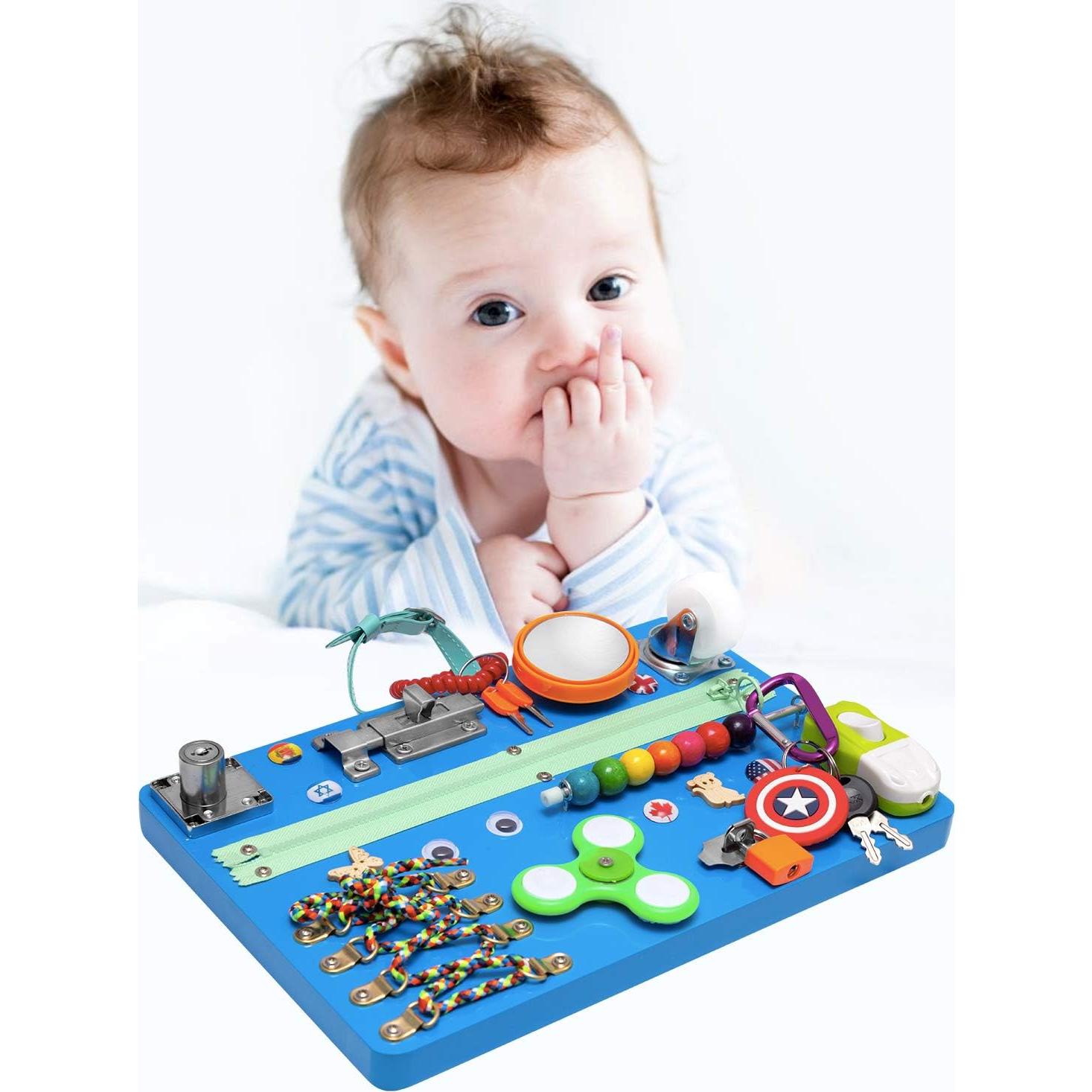 Tablero Ocupado Montessori YIBAI Azul para Habilidades Motoras