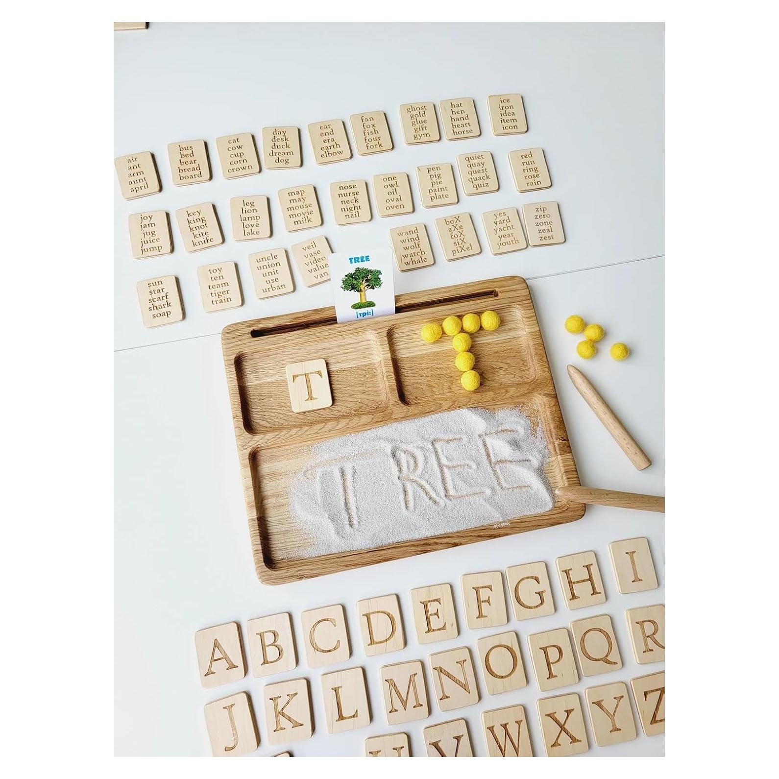 Bandeja de Arena Montessori Genérico 20x25cm con Tarjetas