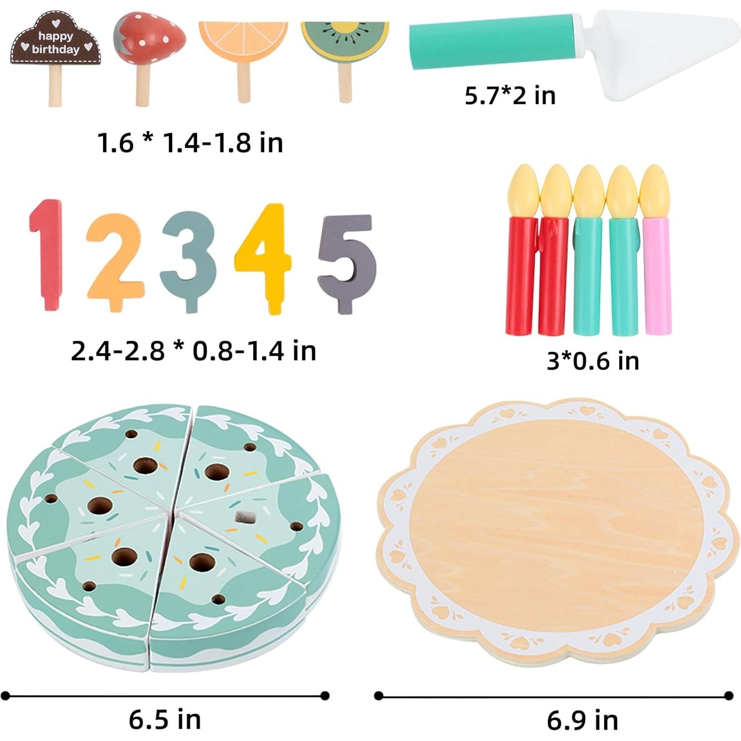 Juego de Comida de Cumpleaños de Madera MIKNEKE - Set de Té Infantil