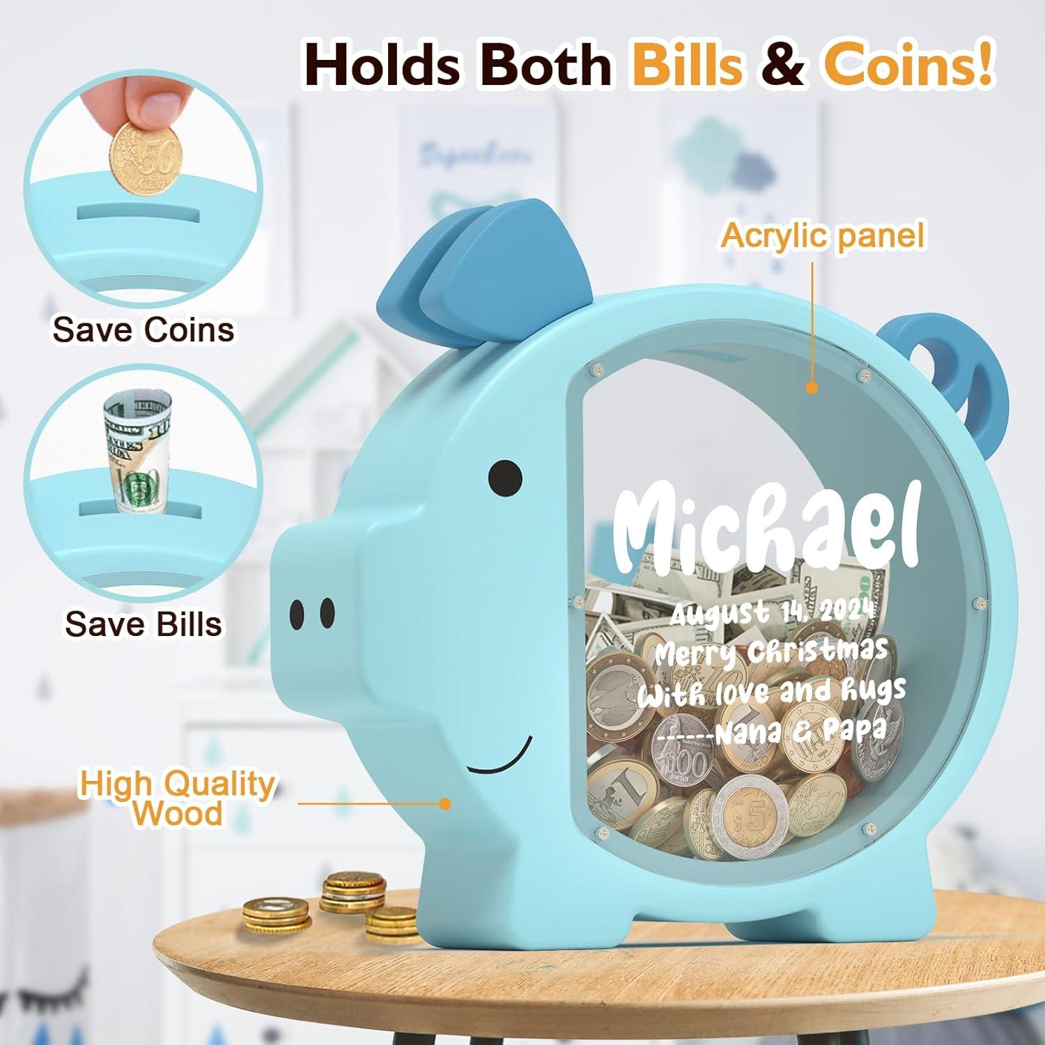 Hucha de Madera Summidate Azul Estándar para Ahorro Infantil