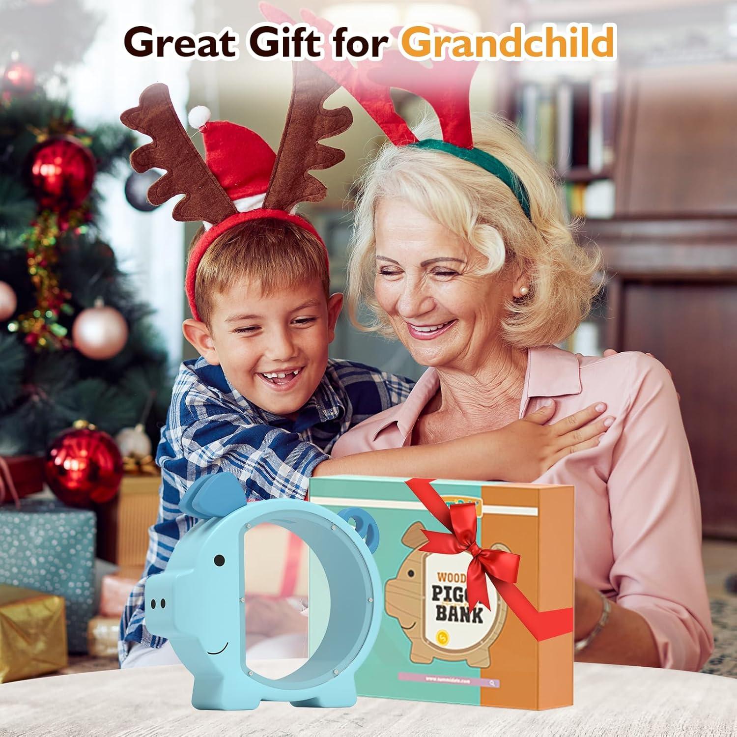 Hucha de Madera Summidate Azul Estándar para Ahorro Infantil