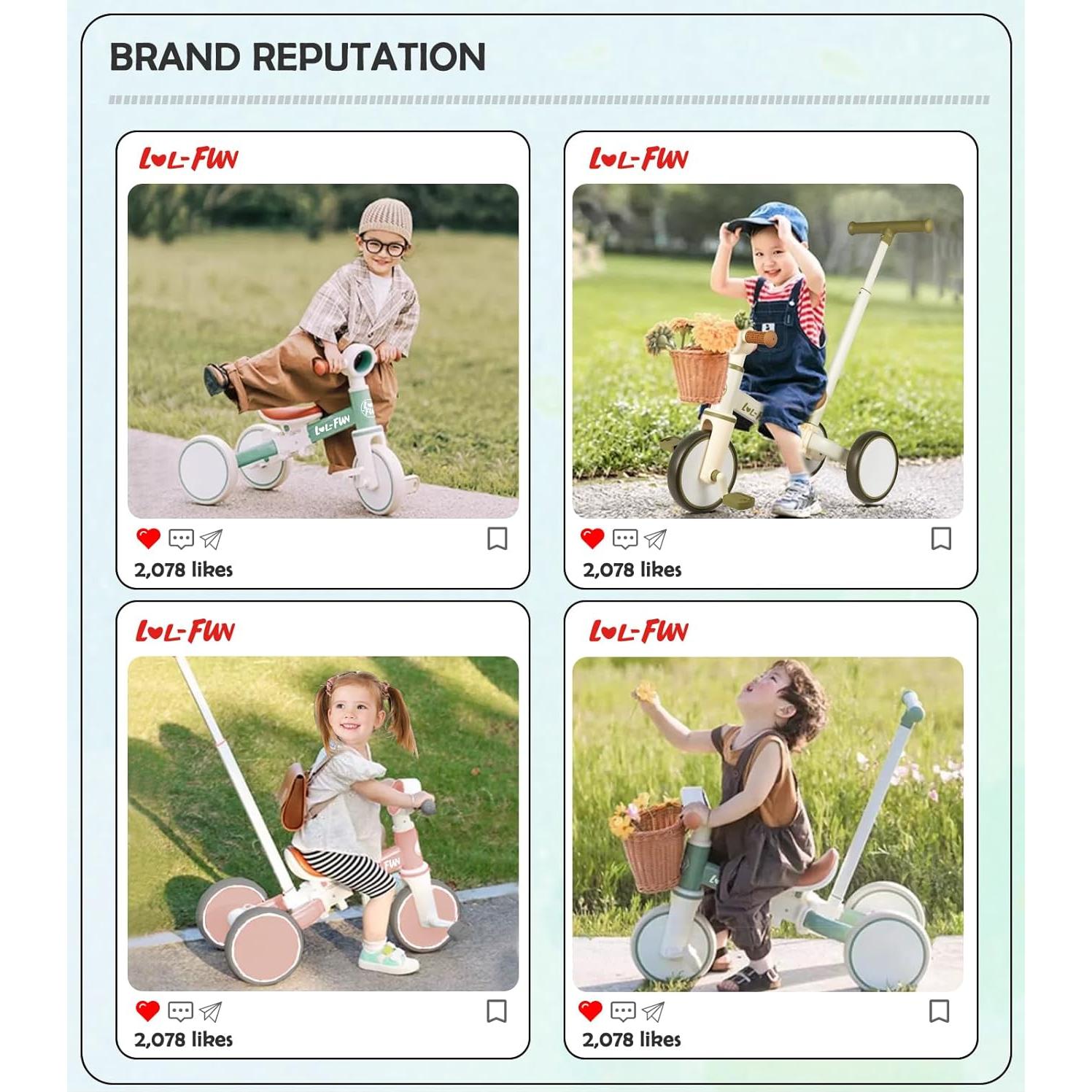 Triciclo LOL-FUN 5 en 1 para Niños 1-4 Años Azul