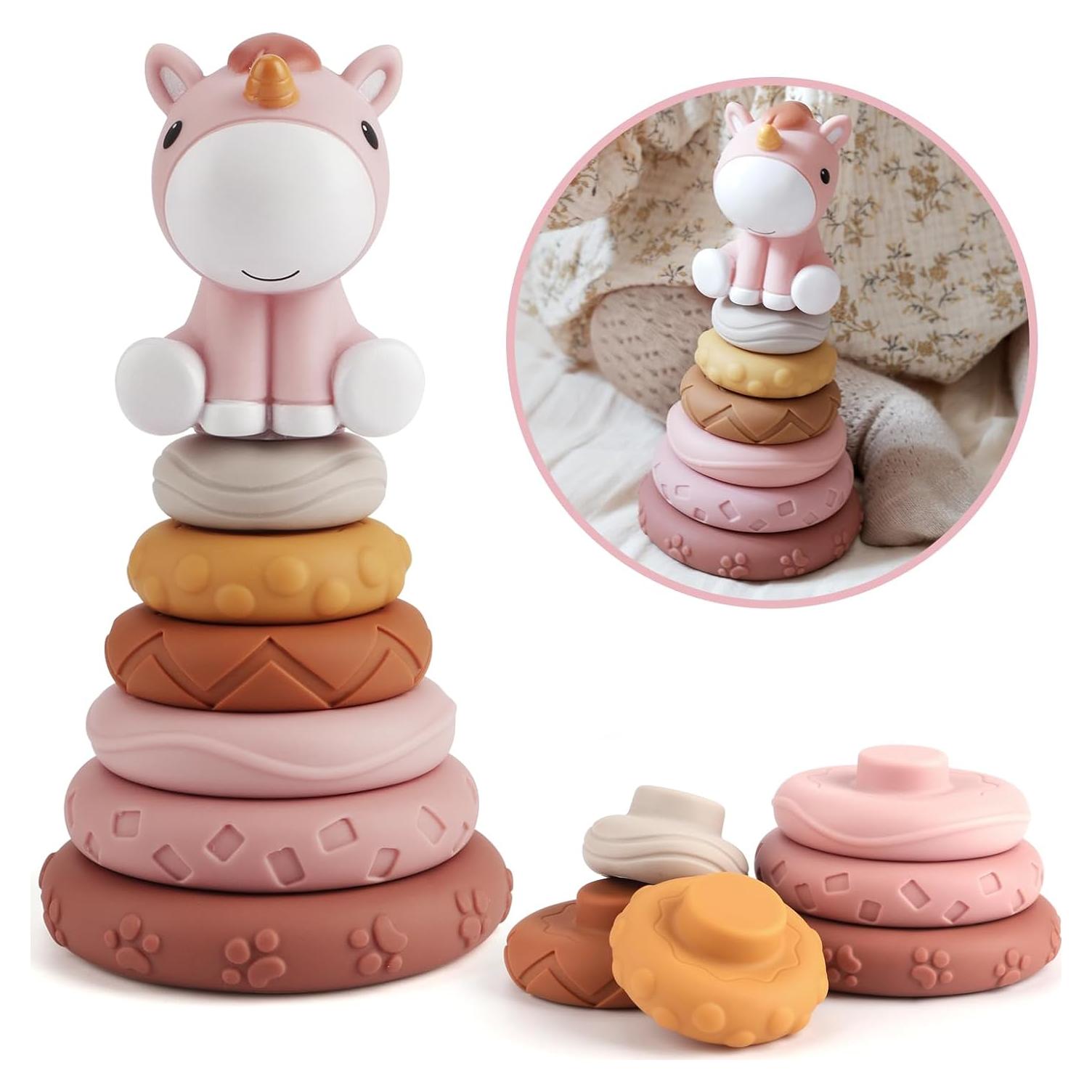 Juguetes Apilables y Mordedores Nueplay Caballo Rosa 7 Pcs