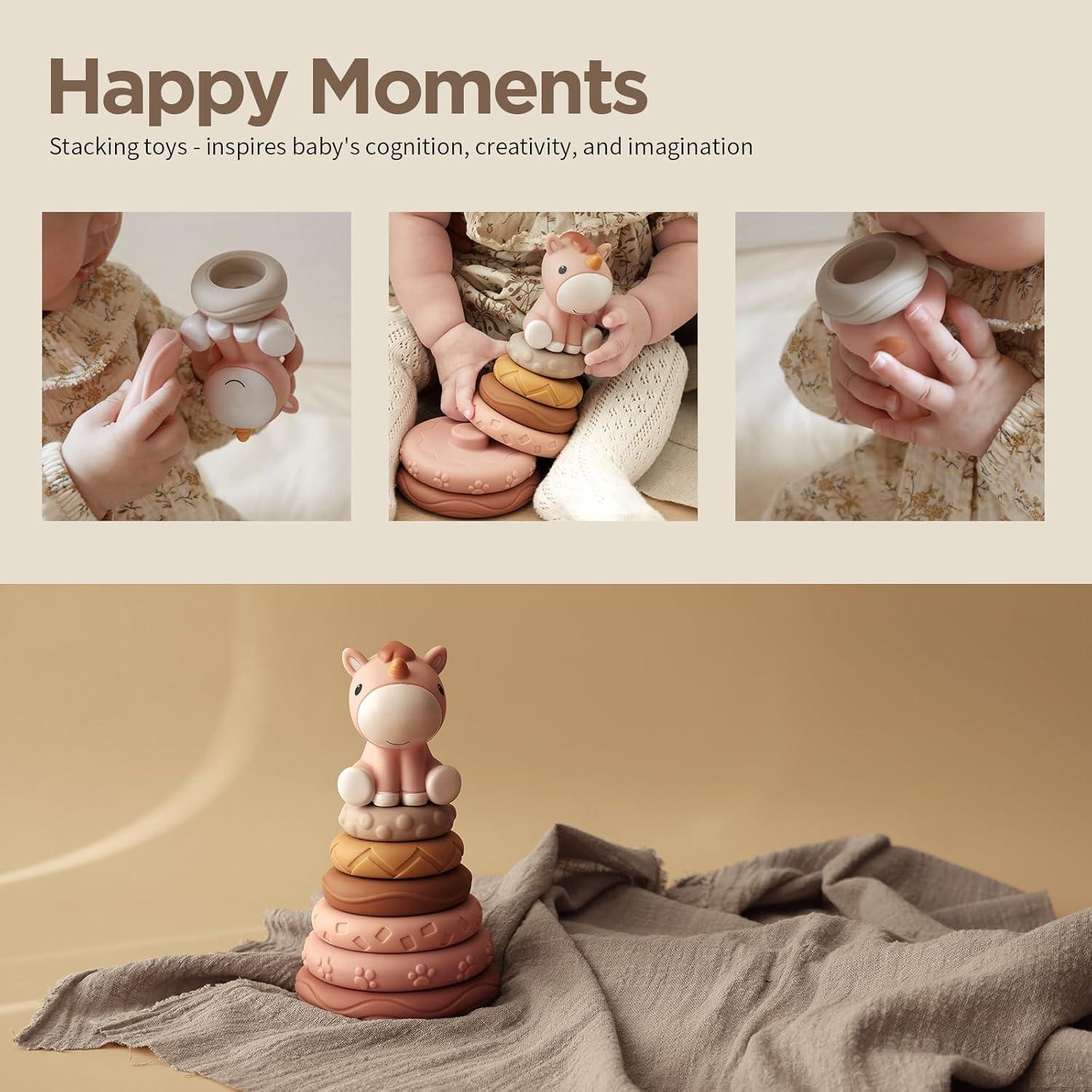 Juguetes Apilables y Mordedores Nueplay Caballo Rosa 7 Pcs