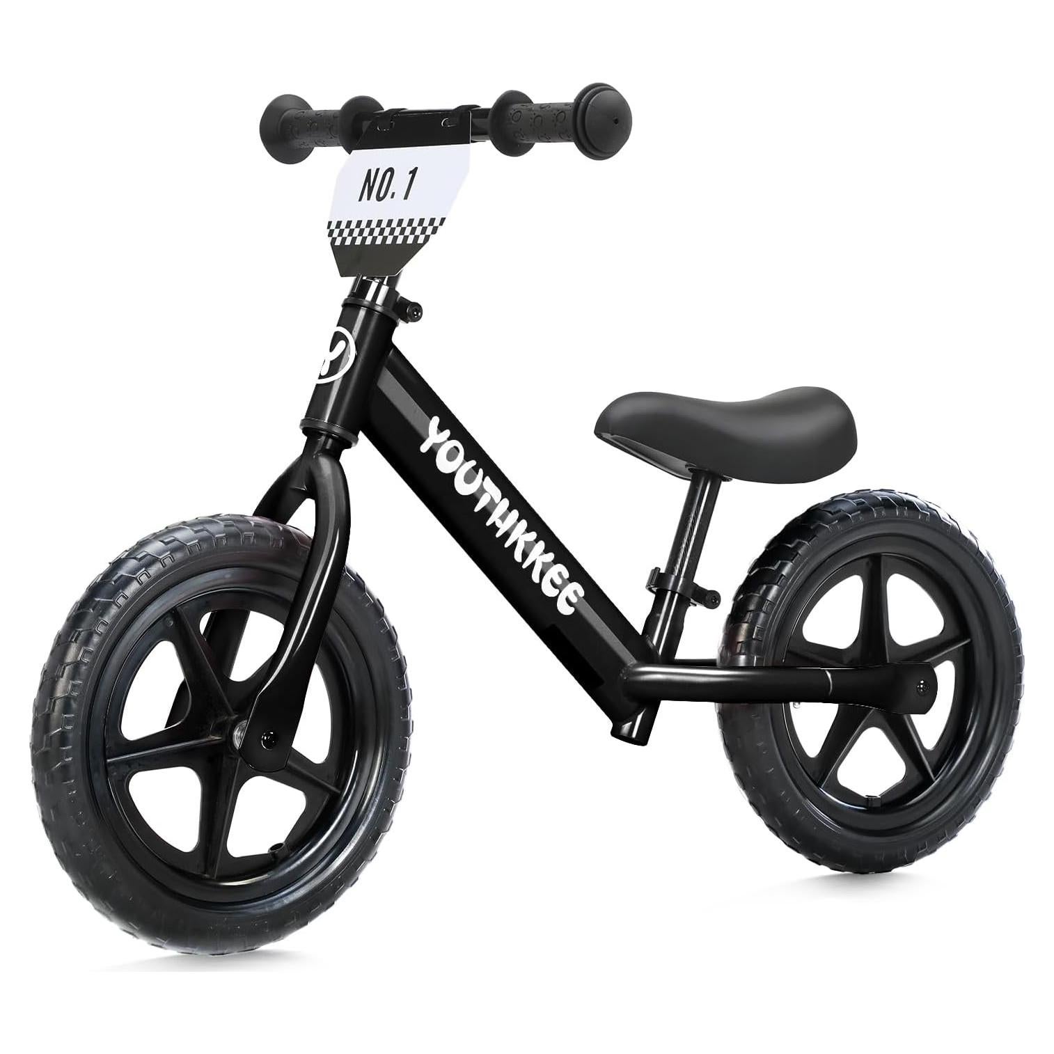 Bicicleta de Equilibrio Youthkkee 12" Negra para Niños 1-3 Años