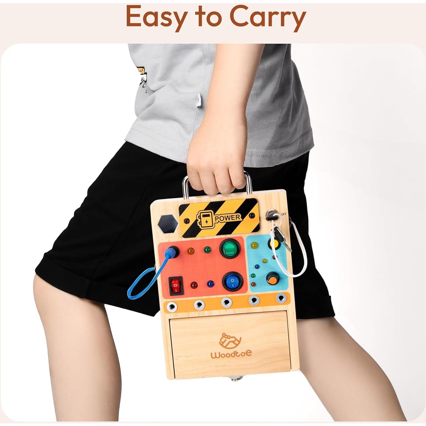 Tablero Ocupado 3-en-1 Woodtoe con Luz LED para Niños