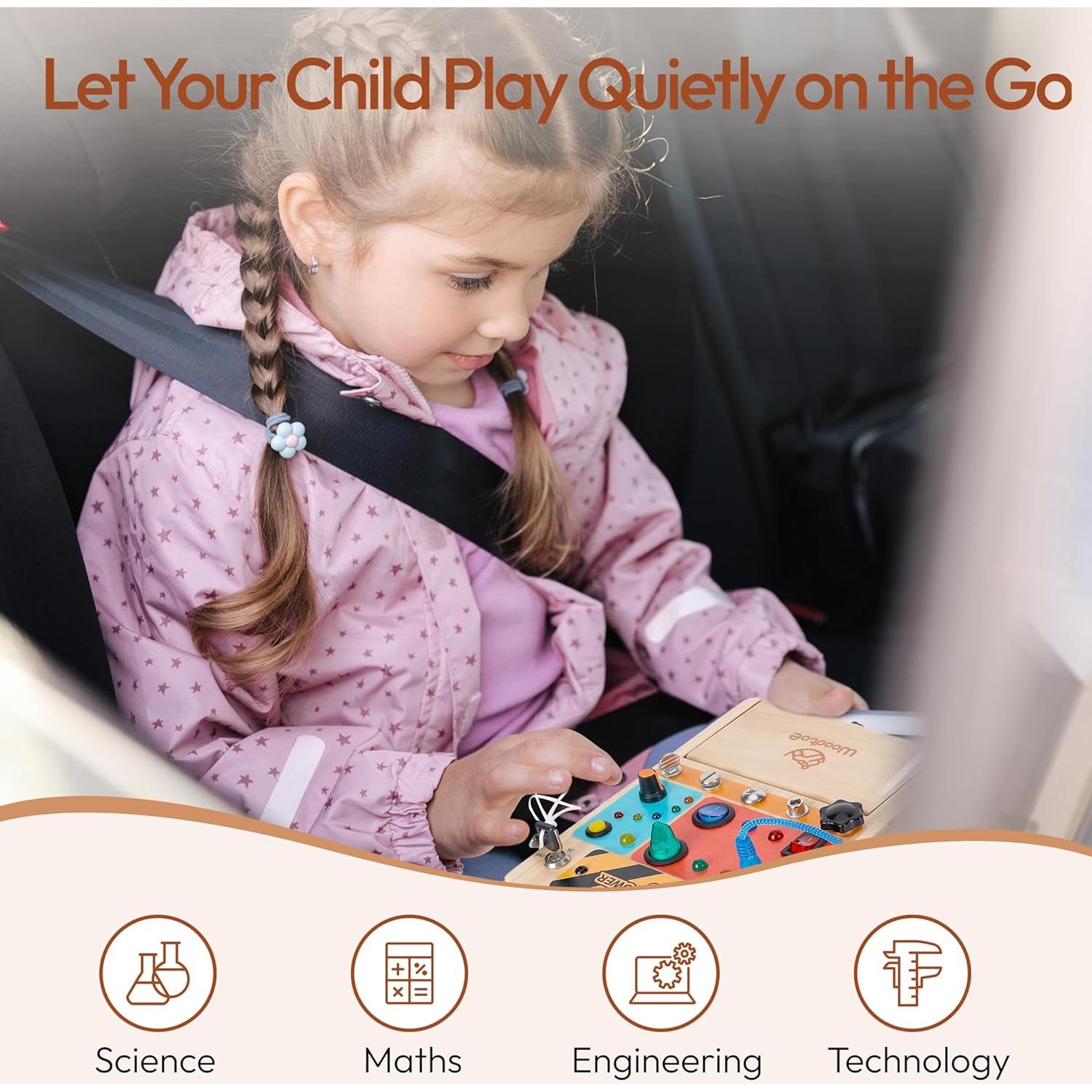 Tablero Ocupado 3-en-1 Woodtoe con Luz LED para Niños