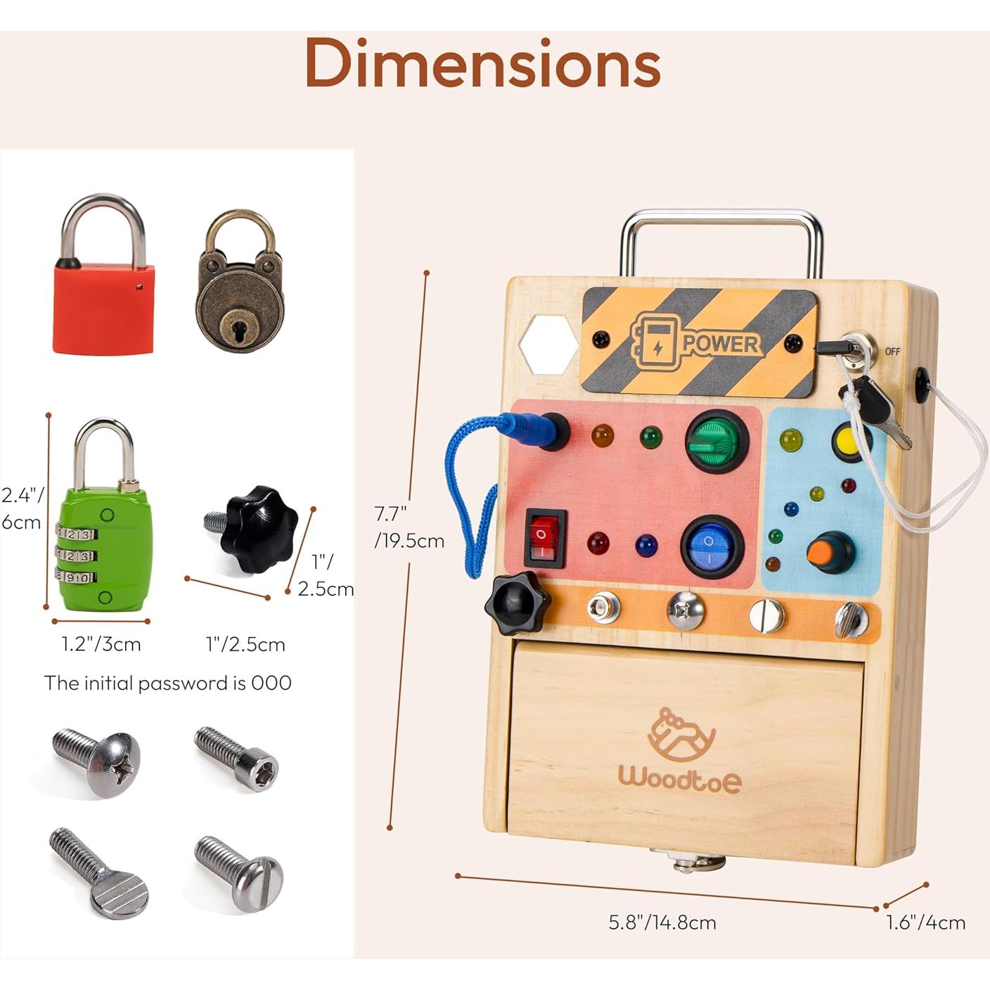 Tablero Ocupado 3-en-1 Woodtoe con Luz LED para Niños